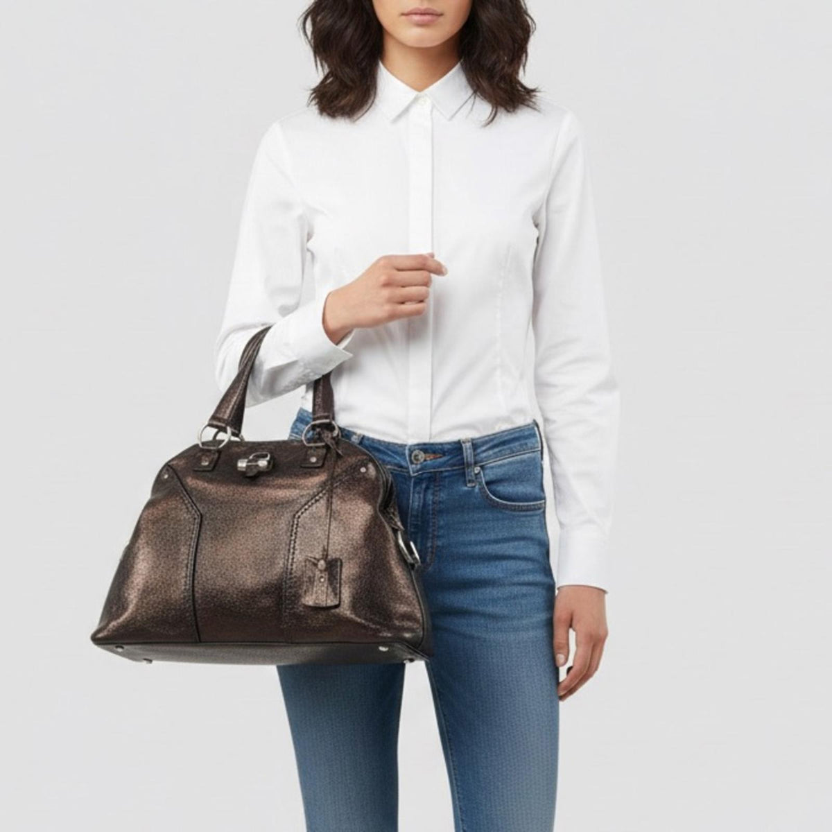 Yves Saint Laurent Muse Leather Shoulder Bag – Dark Brown