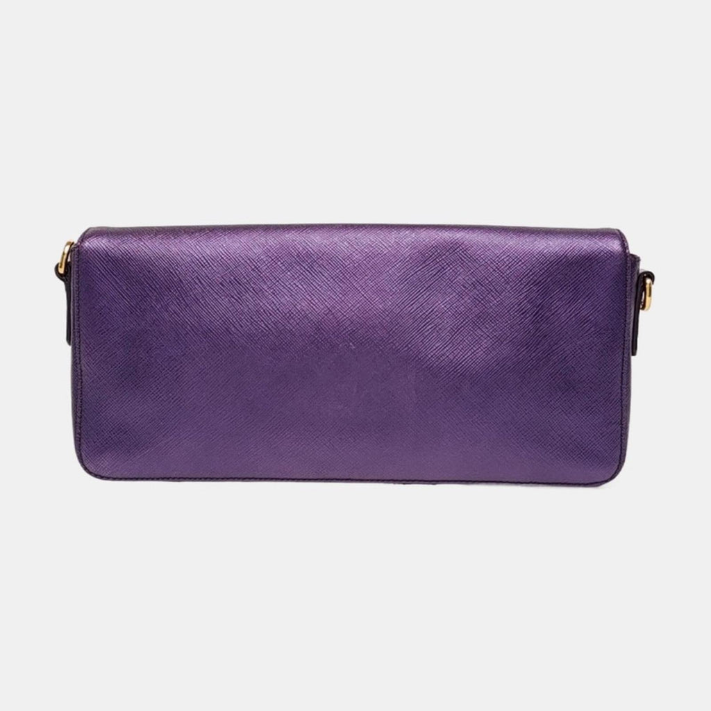 Prada Saffiano Leather Chain Shoulder Bag Purple