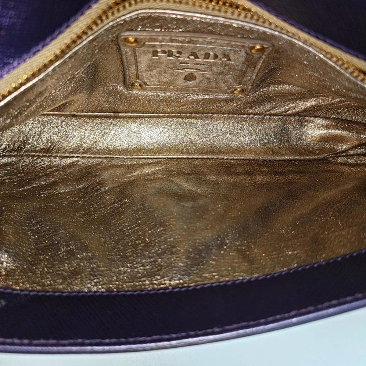 Prada Saffiano Leather Chain Shoulder Bag Purple