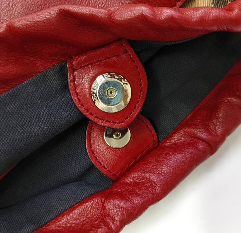 Burberry Little Crush House Check Red Leather Crossbody Bag