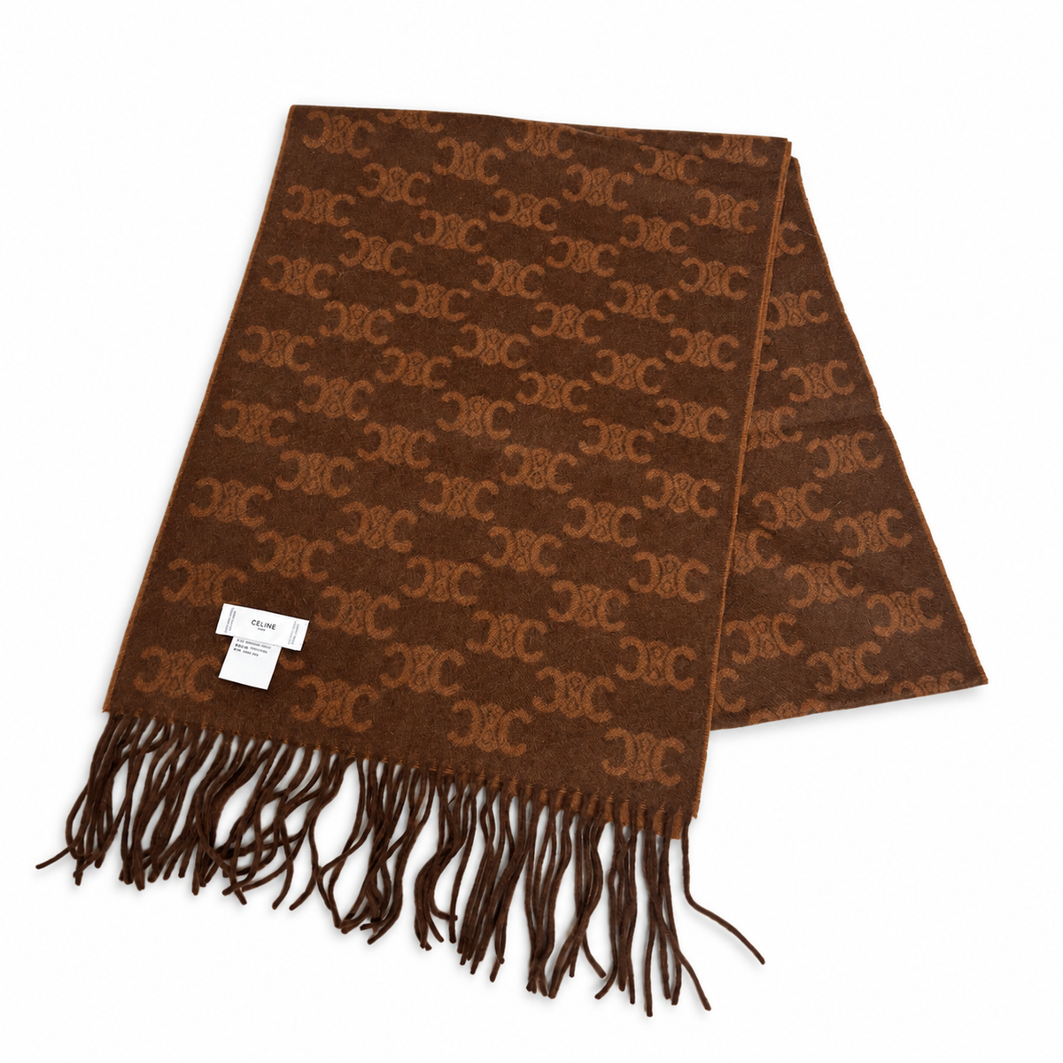 Celine Triomphe Monogram Cashmere Scarf – Brown / Toffee