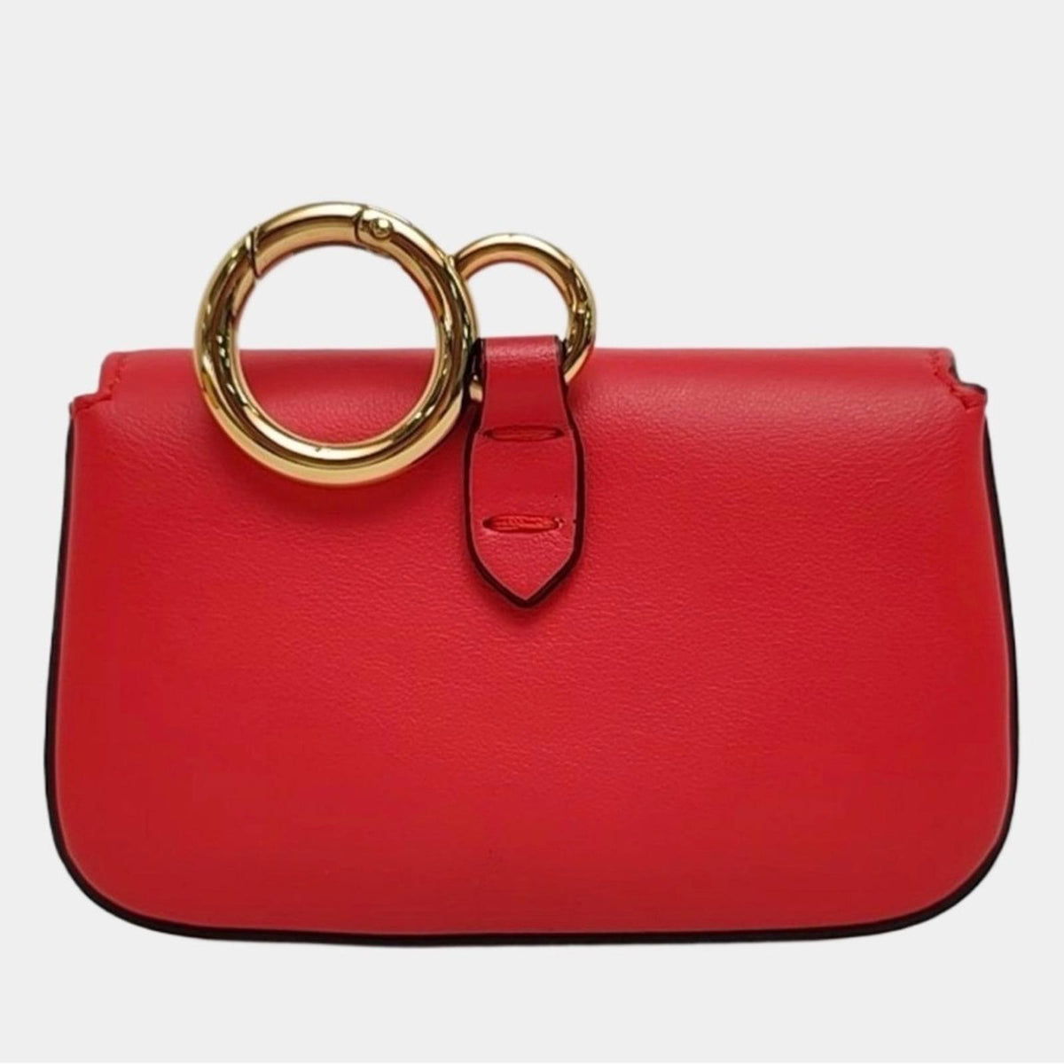 Fendi Baguette Nano Red Leather Shoulder Bag With Gold-Tone Hardware
