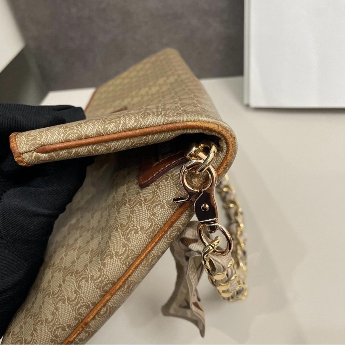 Celine Vintage Macadam Canvas Flap Shoulder Bag