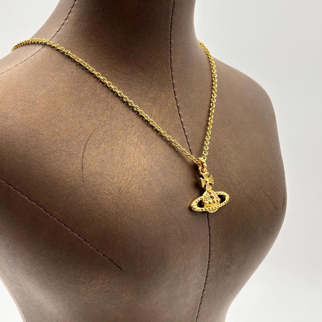 Vivienne Westwood Gold Tone Orb Pendant Necklace