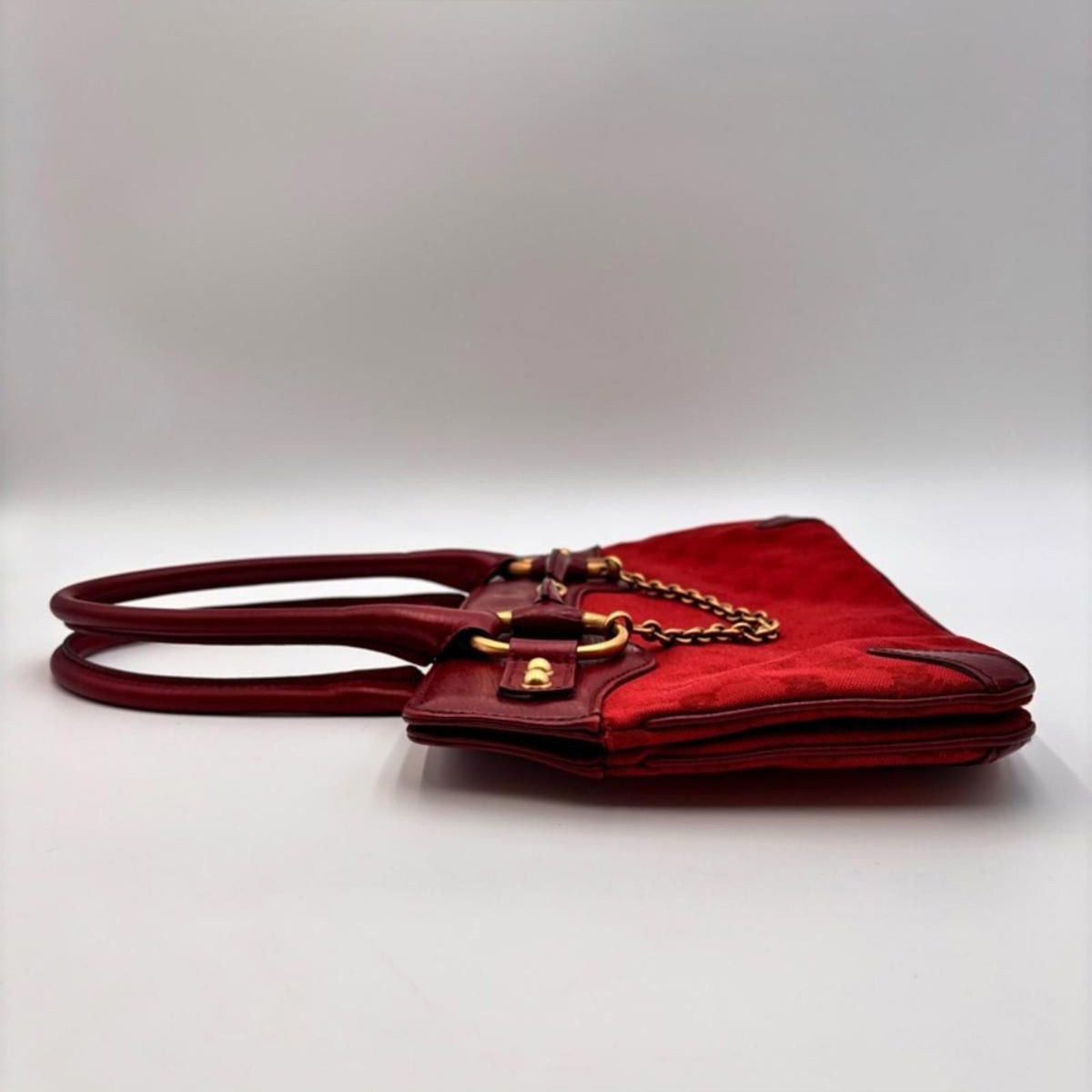 Gucci Red GG Canvas Horsebit Shoulder Bag