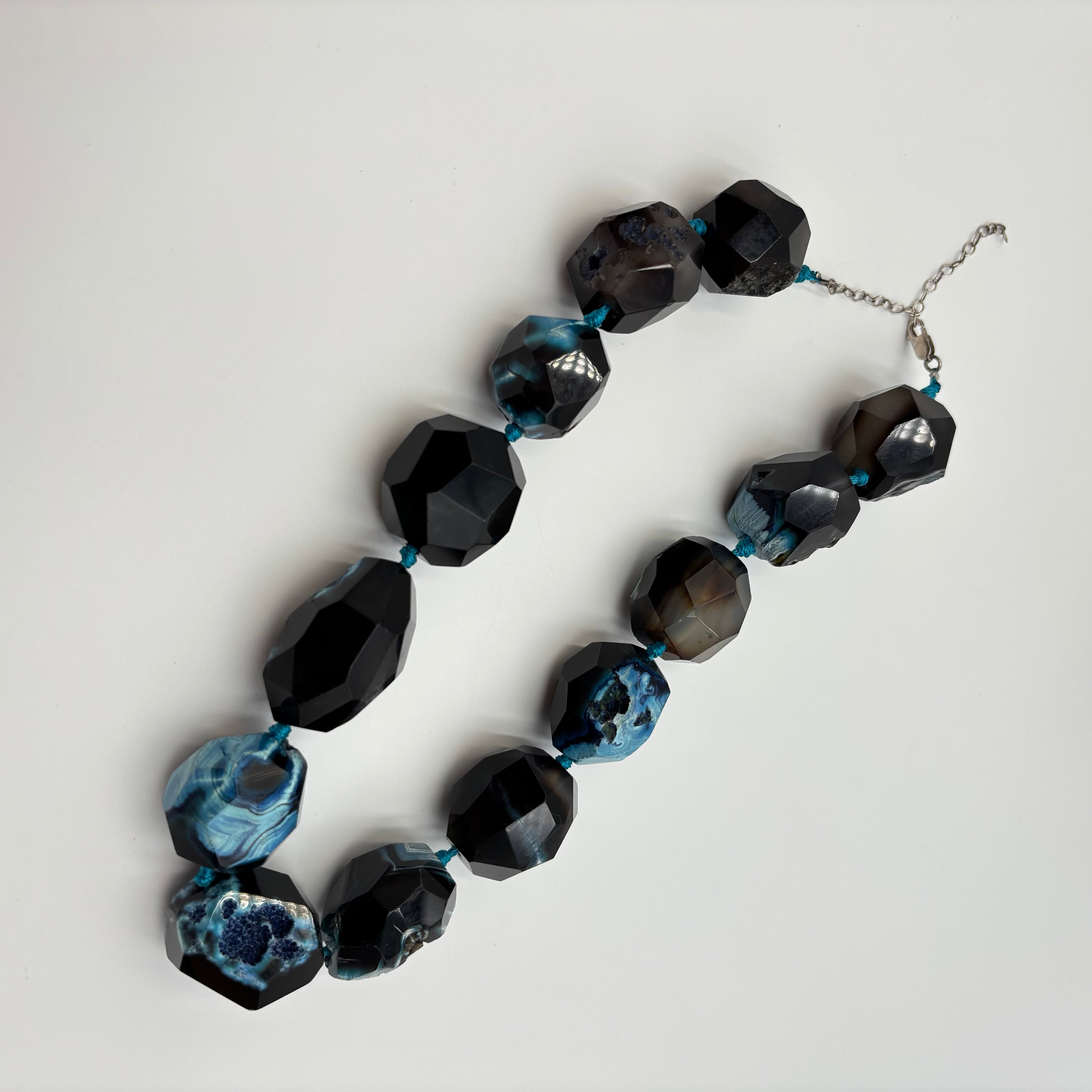 Faceted Blue Druzy Agate Statement Necklace