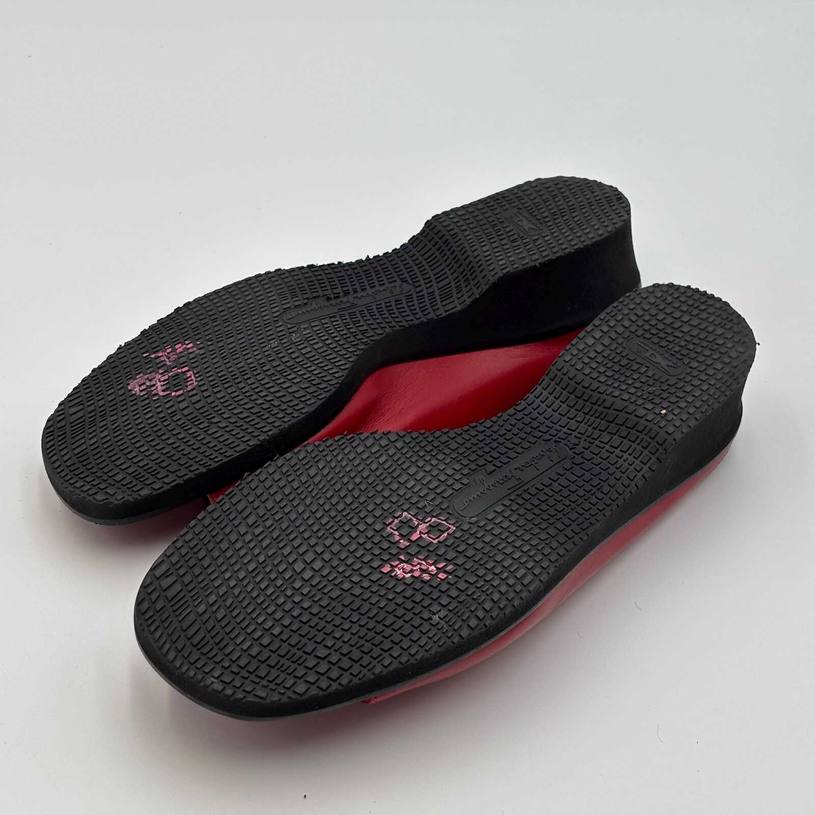 Salvatore Ferragamo Red Leather Wedge Slide Sandals – Size 37