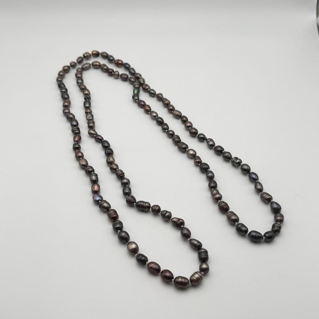 Vintage Baroque Freshwater Potato Pearl Hand Knotted Long Necklace