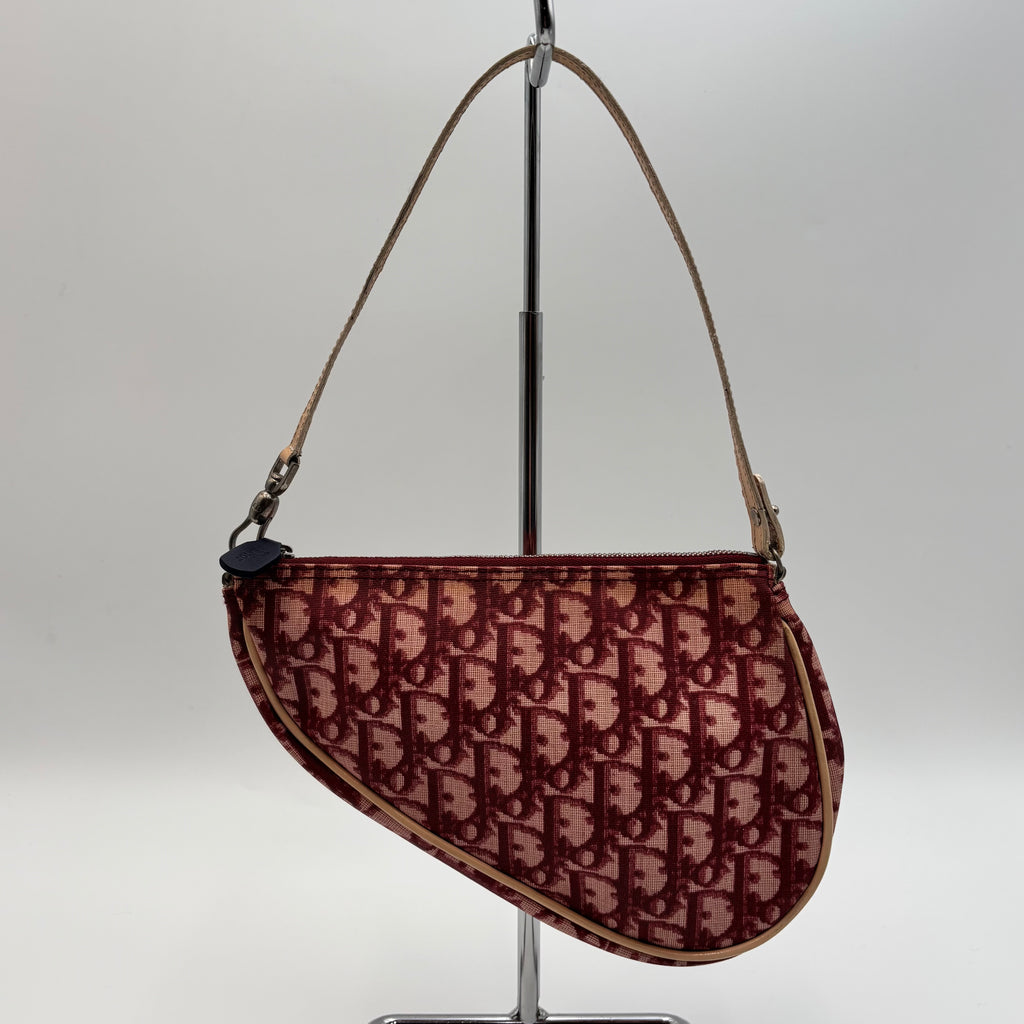 Christian Dior Red Oblique Saddle Pochette Bag 2001