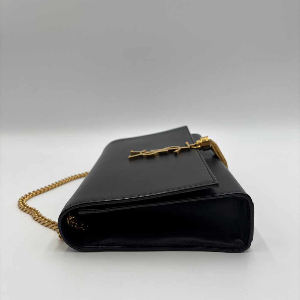 Saint Laurent Kate Medium Tassel Bag – Black Leather & Gold Hardware