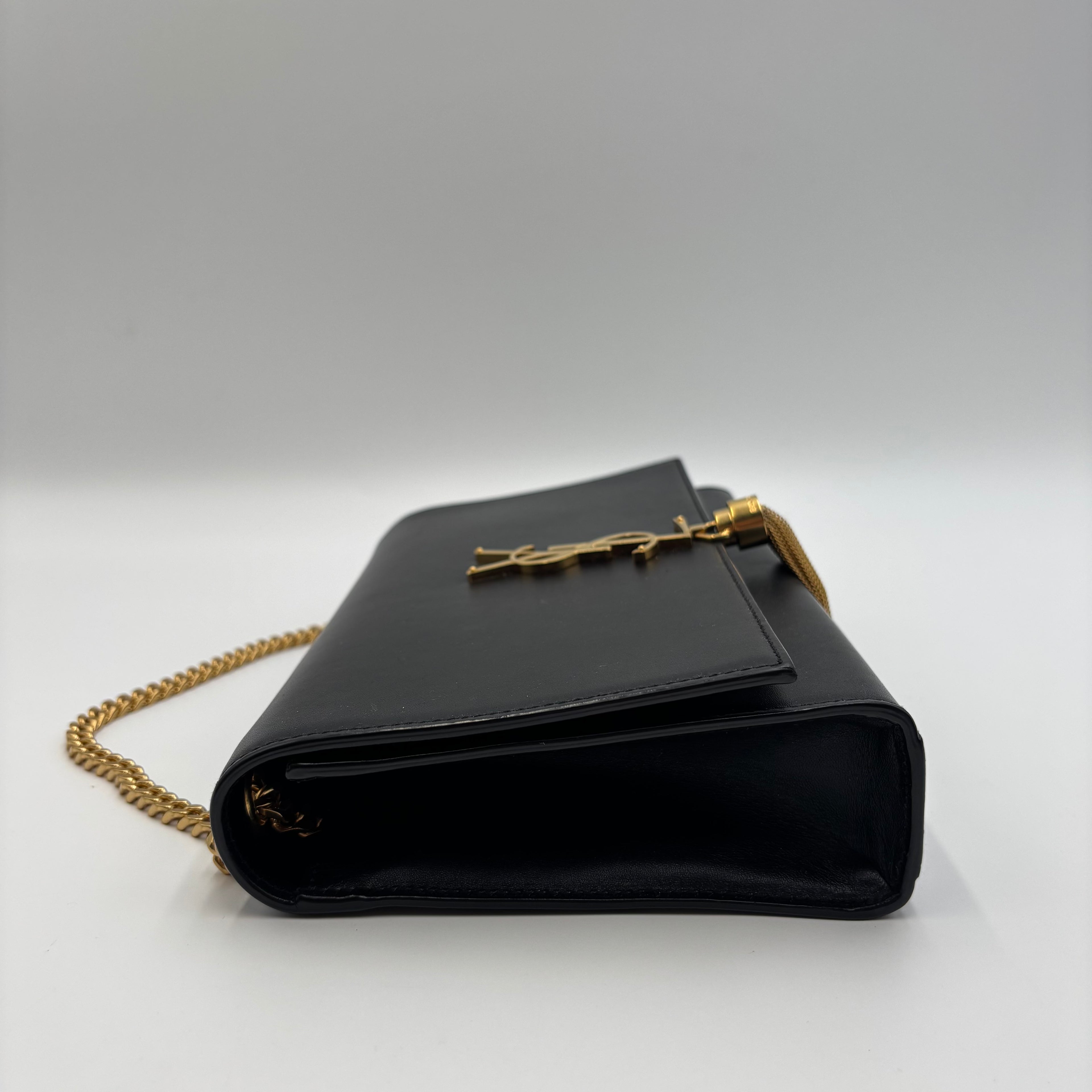 Saint Laurent Kate Medium Tassel Bag – Black Leather & Gold Hardware