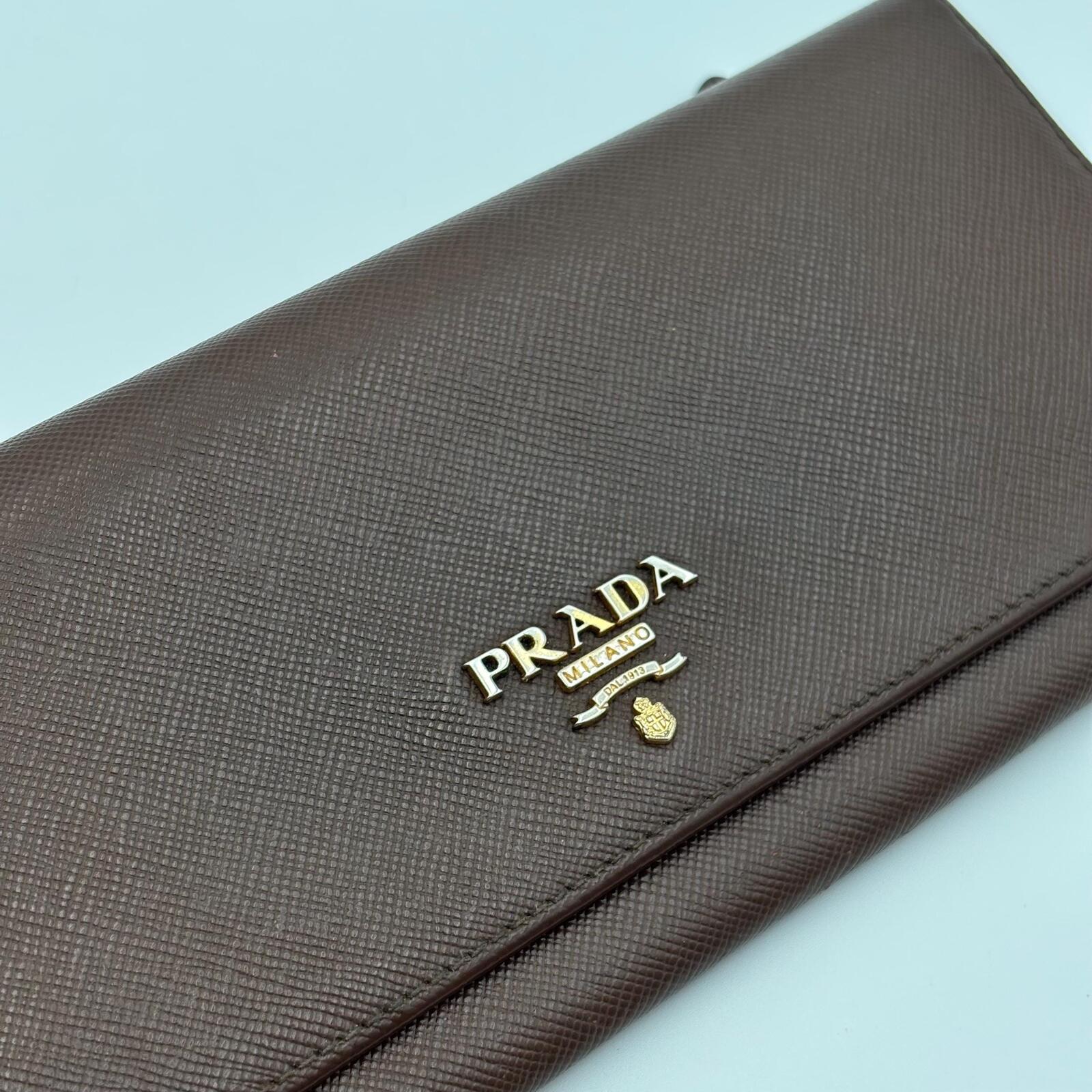 Prada Saffiano Leather Continental Wallet Brown