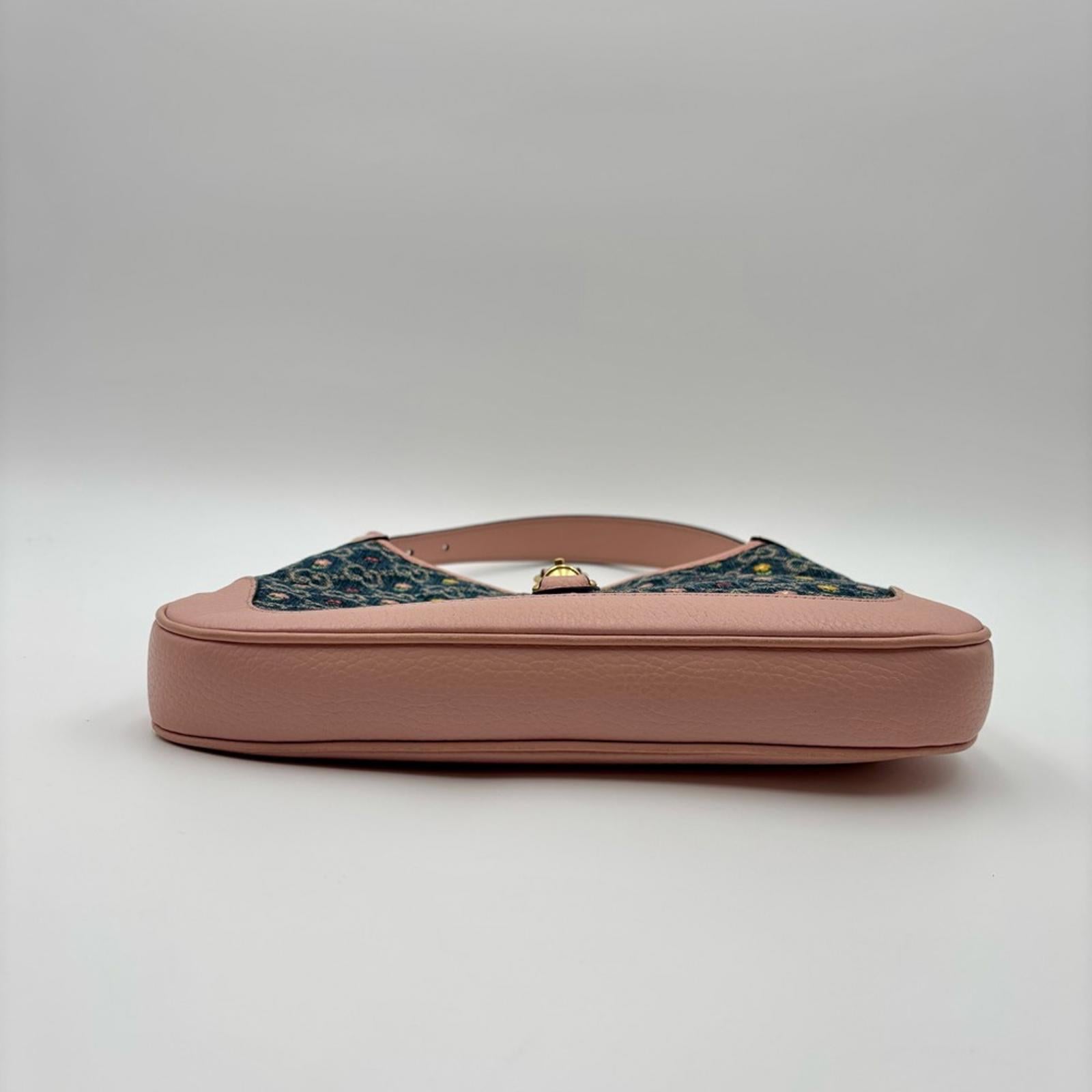 Gucci Jackie 1961 GG Denim Floral Shoulder Bag LimitedEditio