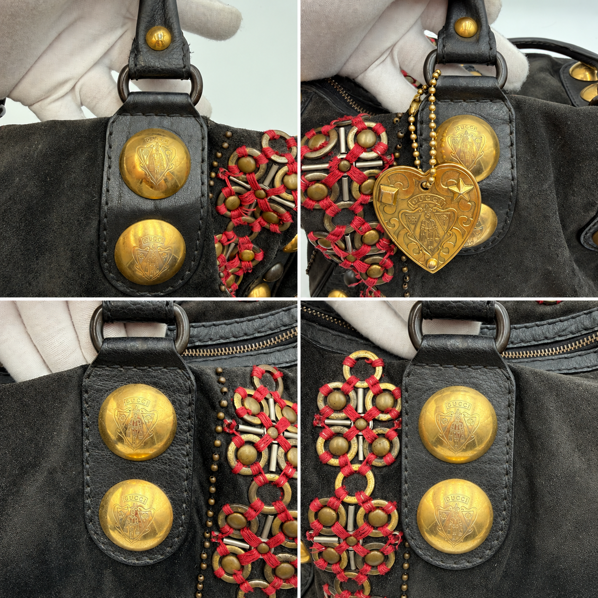 Gucci Babouska Embellished Black Suede Boston Bag by Frida Giannini – circa 2008