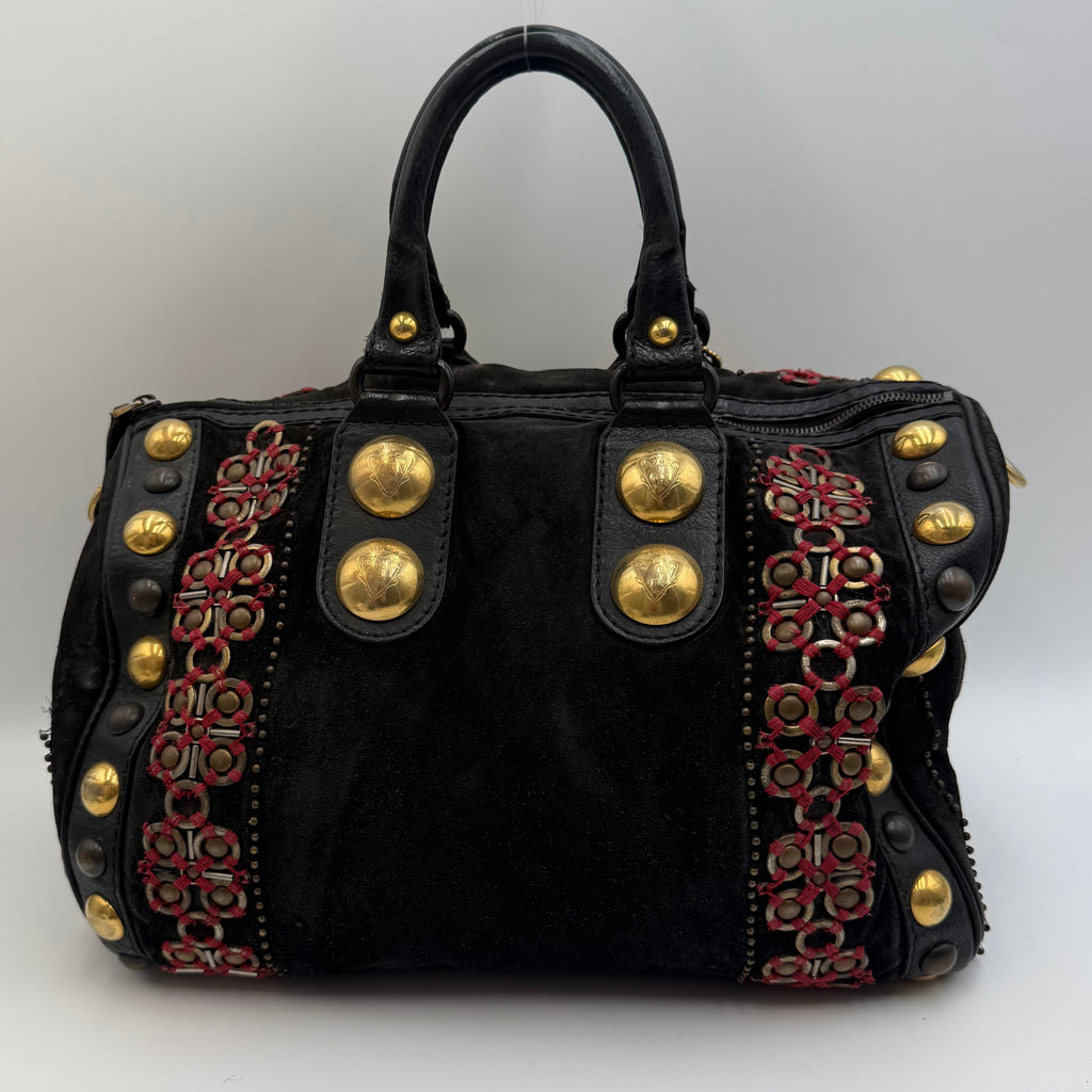 Gucci Babouska Embellished Black Suede Boston Bag by Frida Giannini – circa 2008