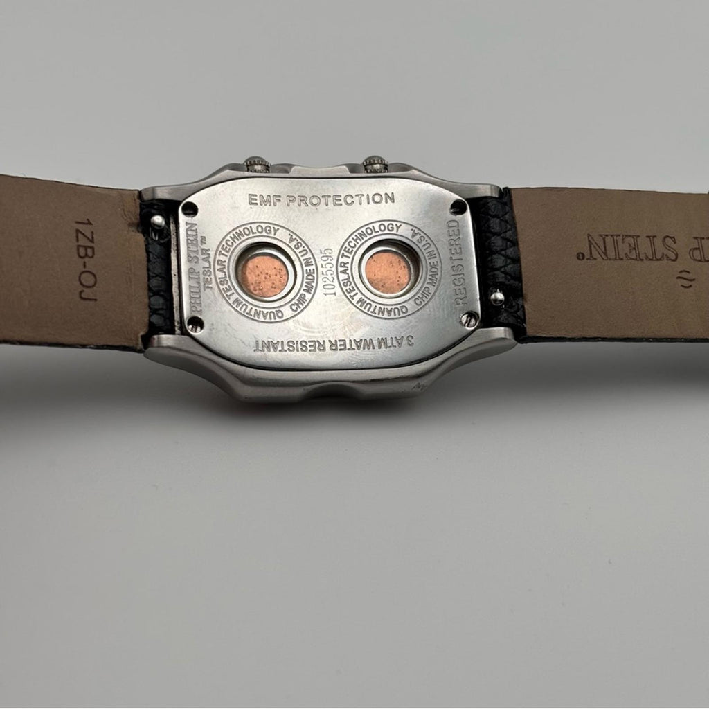 Philip Stein Teslar Dual Time Diamond Bezel Watch 45mm Lizard Strap
