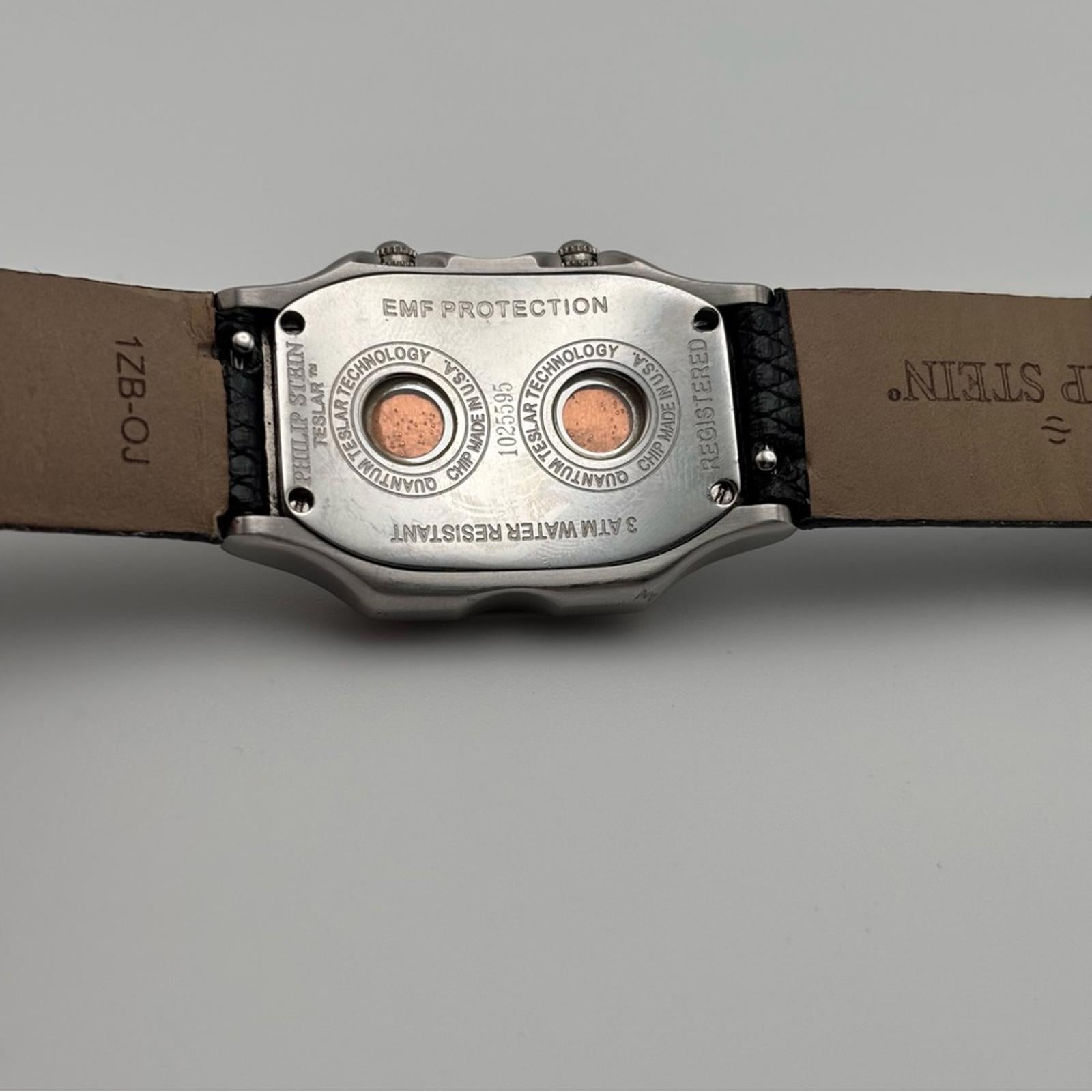 Philip Stein Teslar Dual Time Diamond Bezel Watch 45mm Lizard Strap