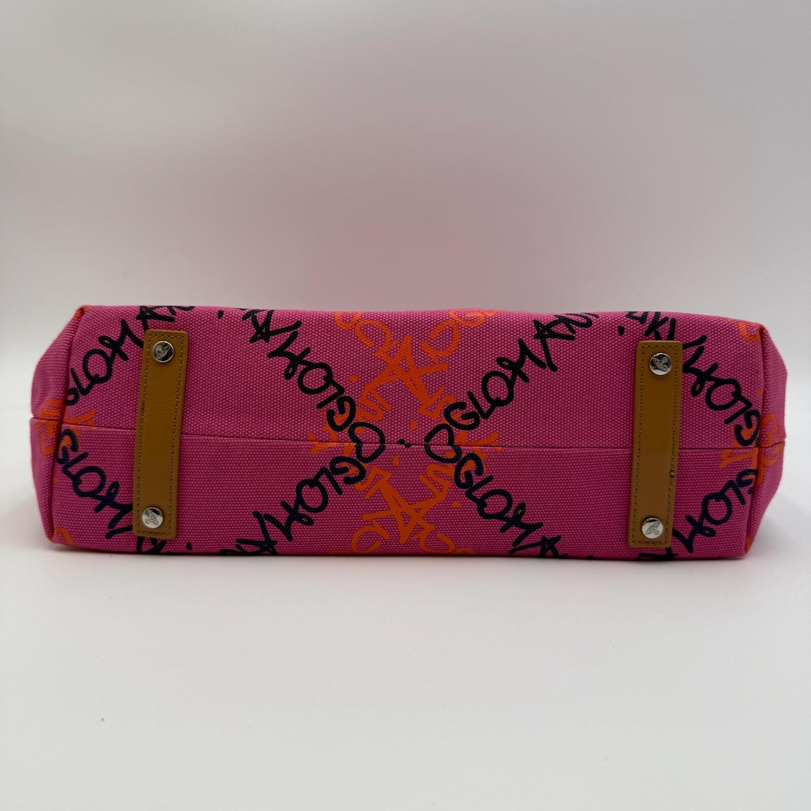 Vivienne Westwood Anglomania Pink Graffiti Canvas Tote Bag