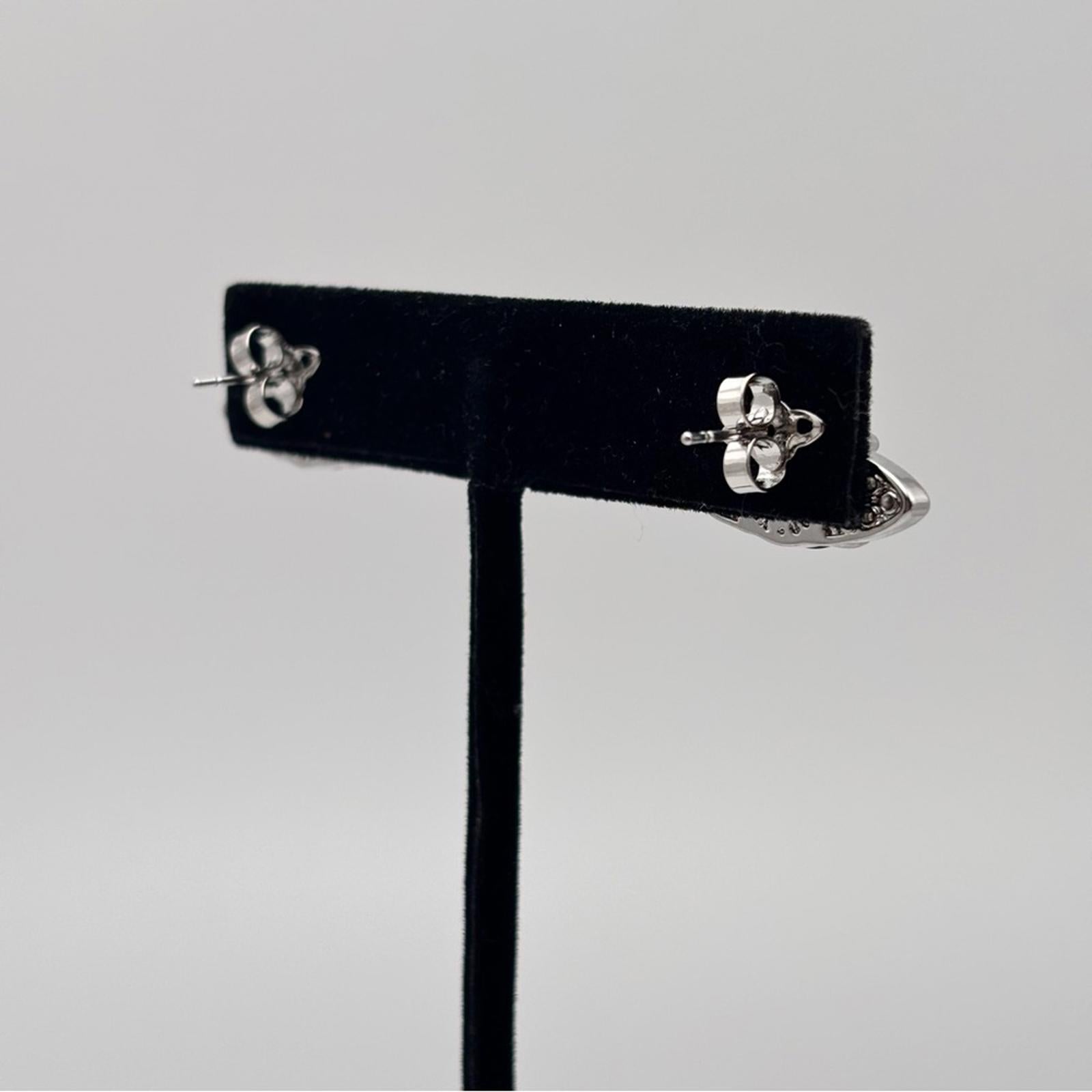 Vivienne Westwood Ismere Emerald Orb Crystal Stud Earrings Silver Tone