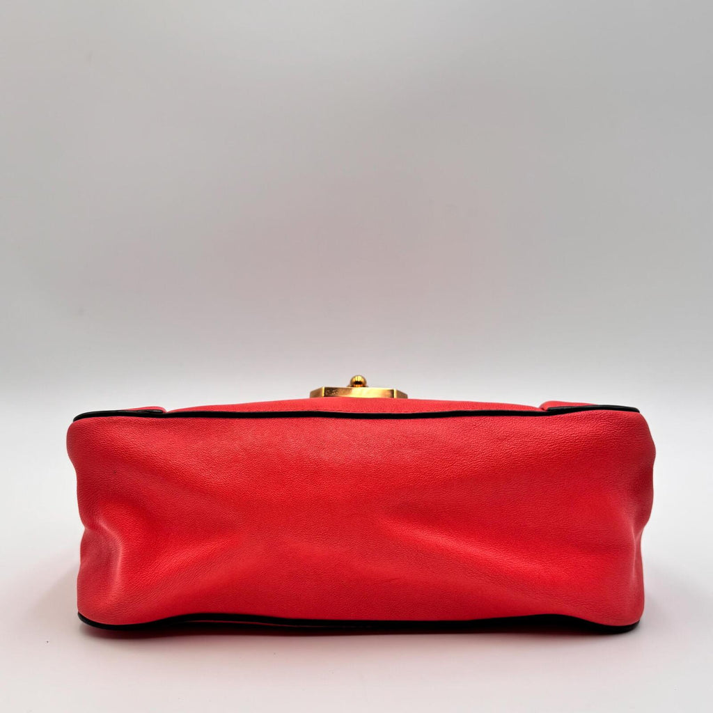 Chloé Square Elsie Chain Shoulder Bag Coral Pink Leather