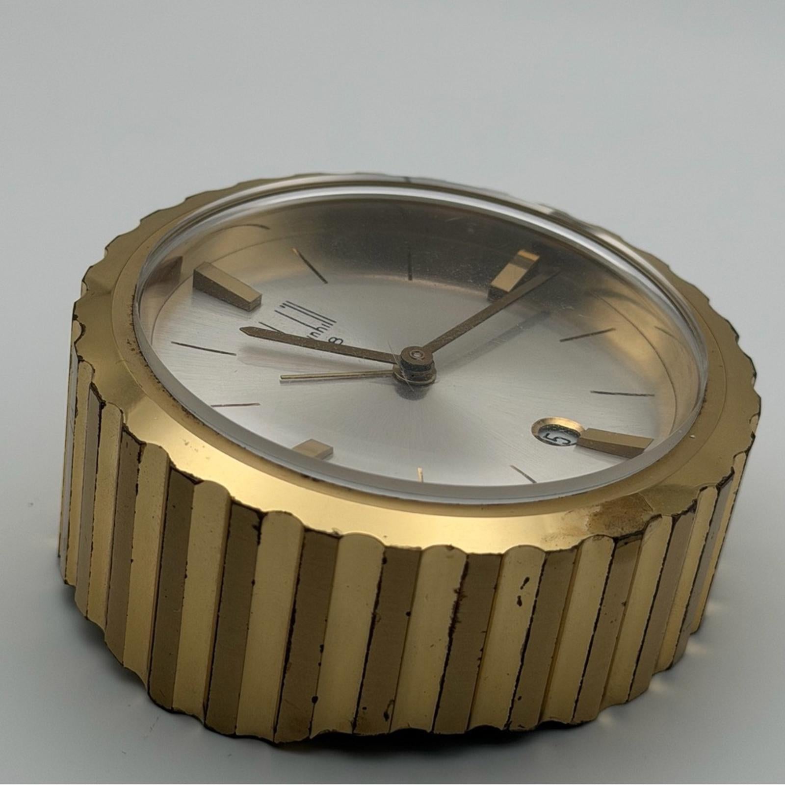Dunhill Swiss Made Desk Clock – Gold Tone – Vintage