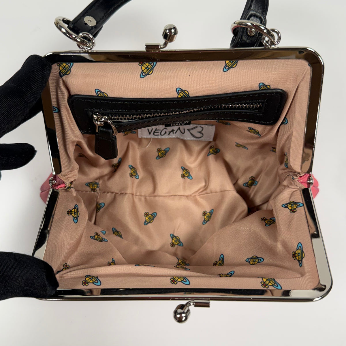 Vivienne Westwood Pink Tartan Vegan Granny Frame Bag. 2020s