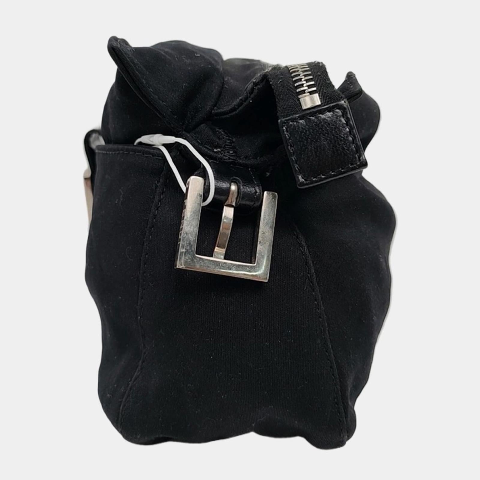 Fendi Neoprene Baguette Shoulder Bag Black Vintage