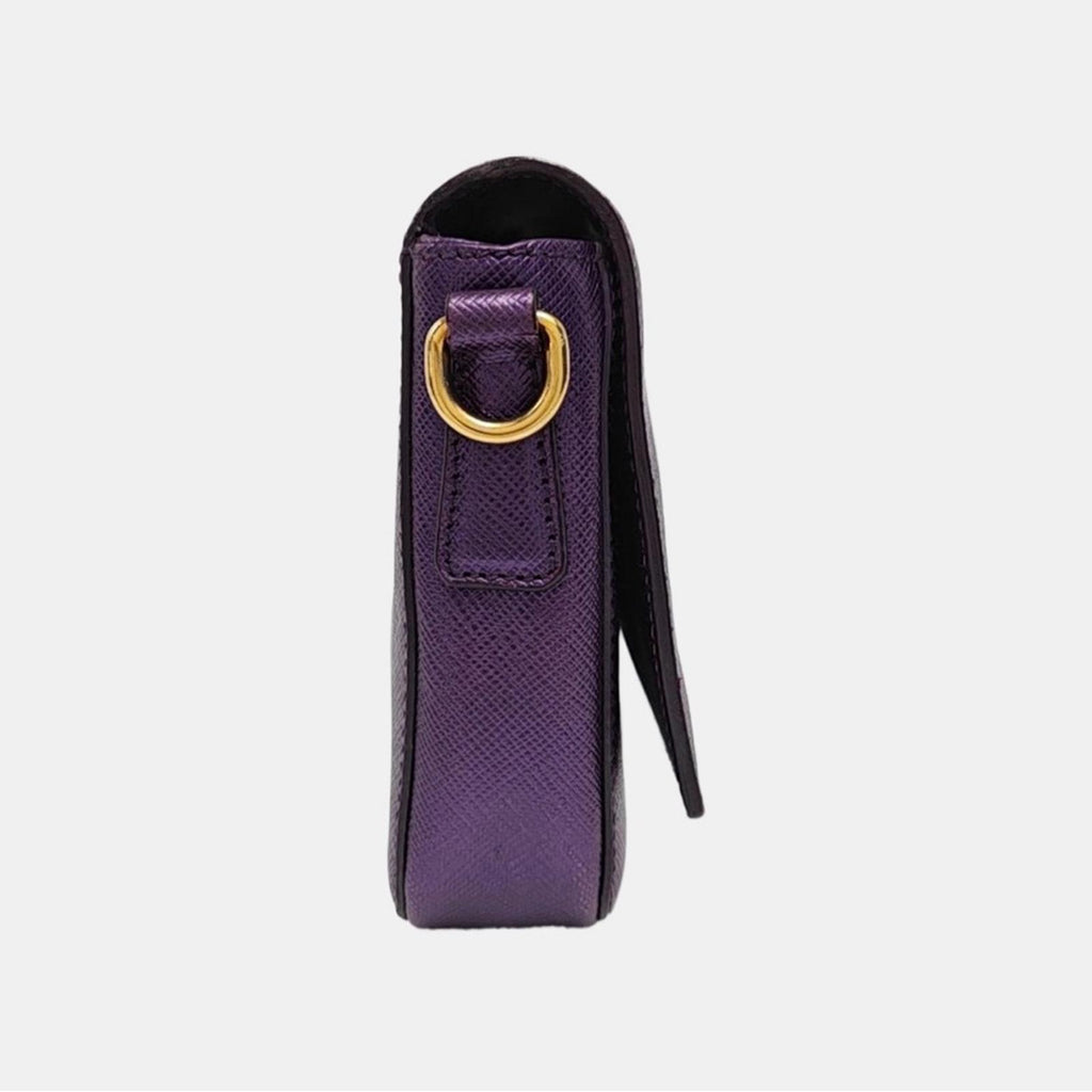 Prada Saffiano Leather Chain Shoulder Bag Purple
