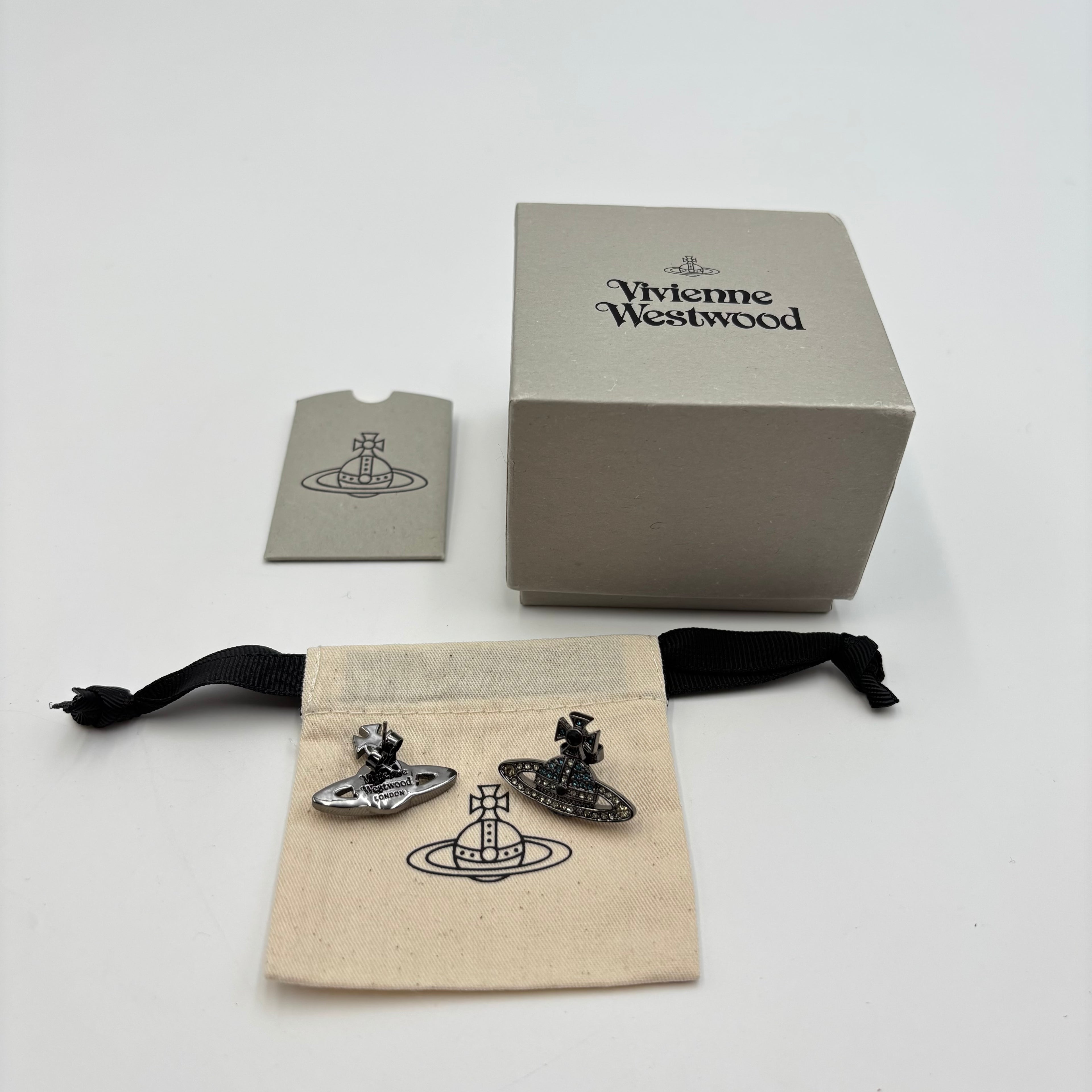 Vivienne Westwood Kika Crystal Orb Stud Earrings – Platinum Aqua