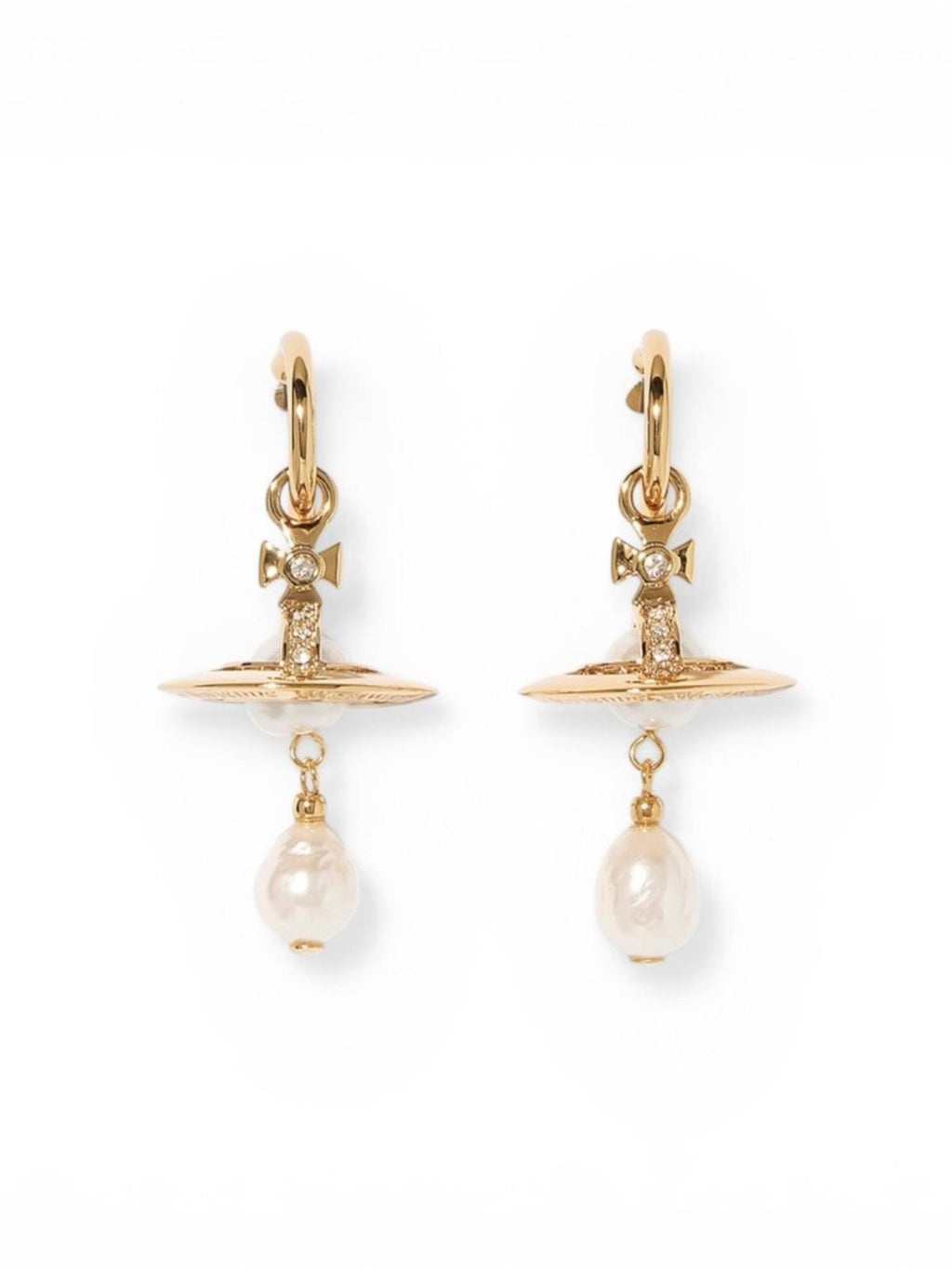 Vivienne Westwood Aleksa Pearl Drop Earrings Gold Tone