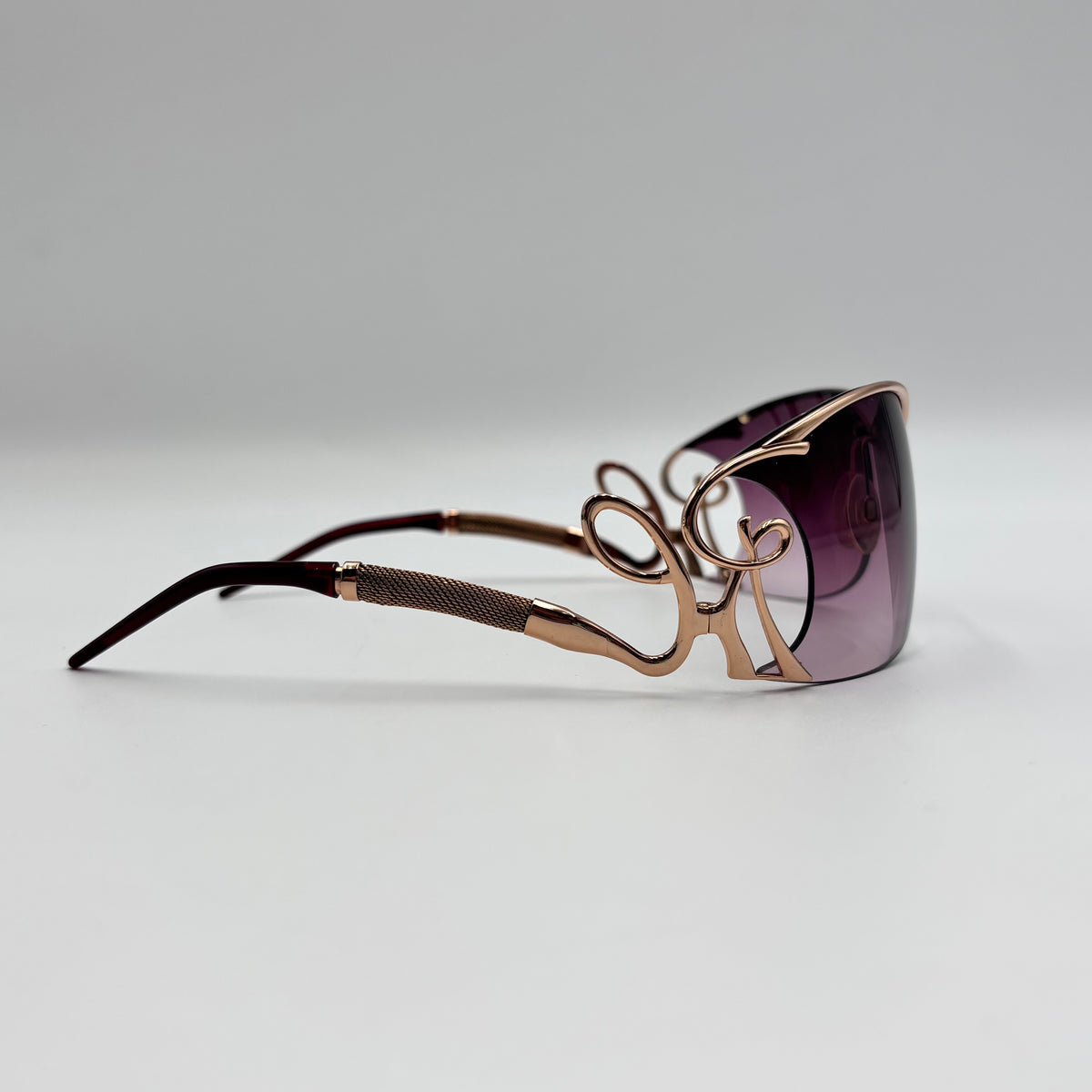 Roberto Cavalli Cameia Rose Gold Sunglasses with Purple Gradient Lenses