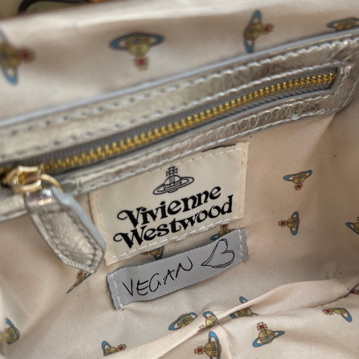 Vivienne Westwood Metallic Silver Granny Frame Bag