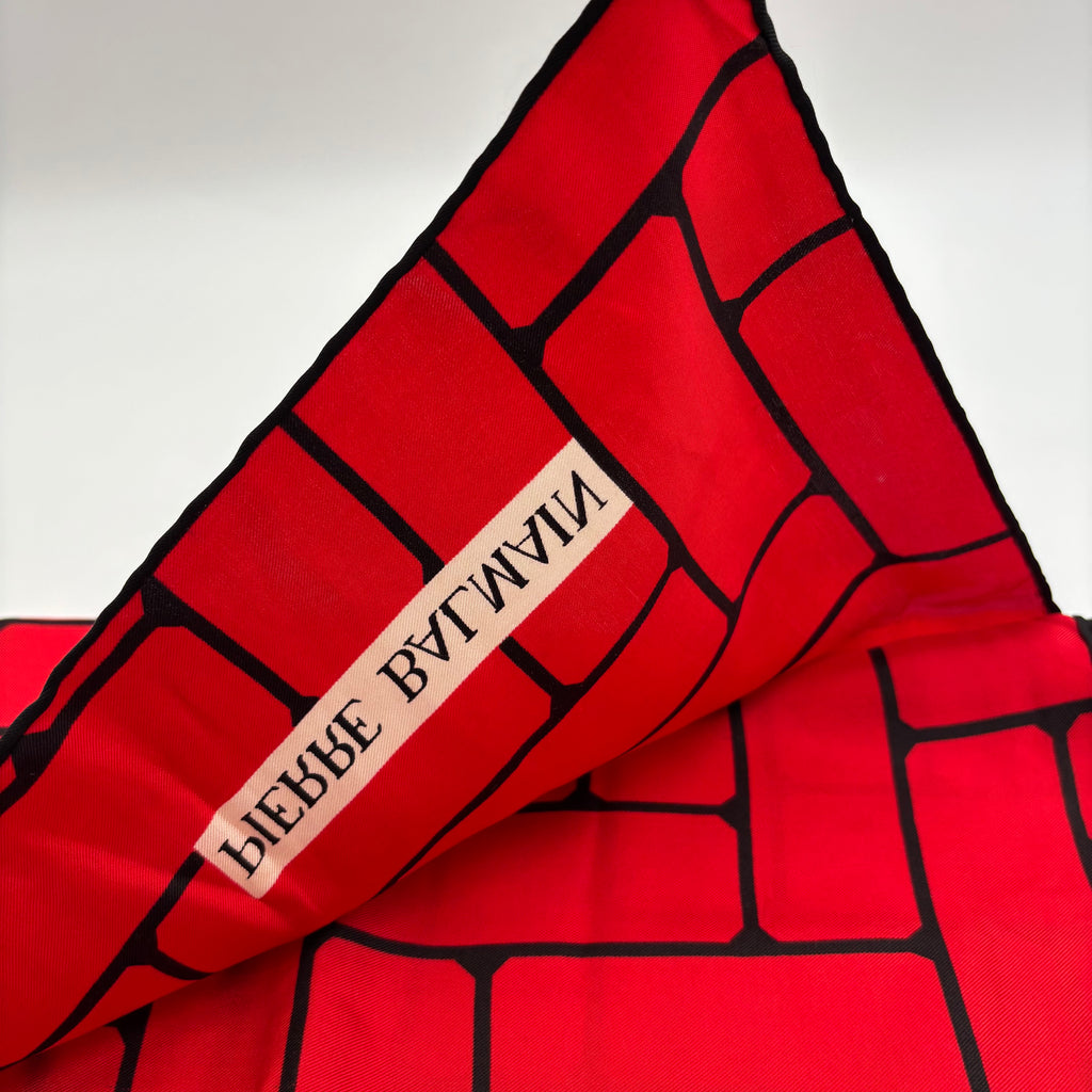 Pierre Balmain Red Geometric Scarf