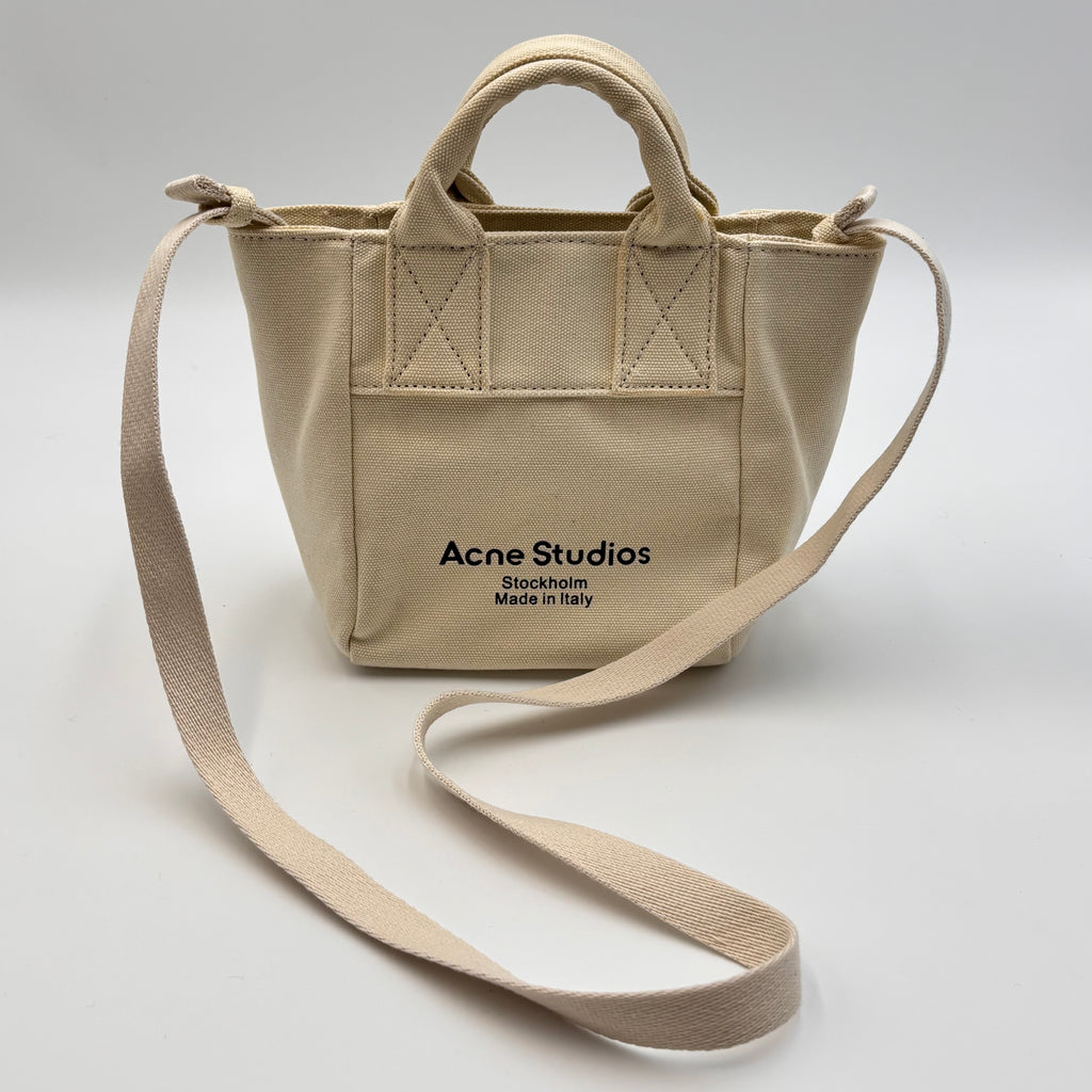 Acne Studios Mini Canvas Tote Bag Beige Top Handle Crossbody
