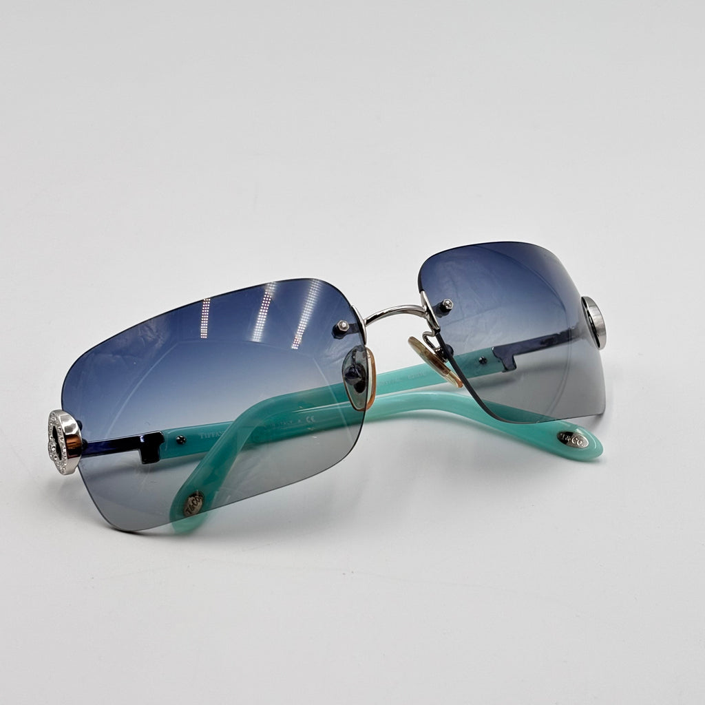 Tiffany & Co. Crystal Key Rimless Blue Gradient Sunglasses