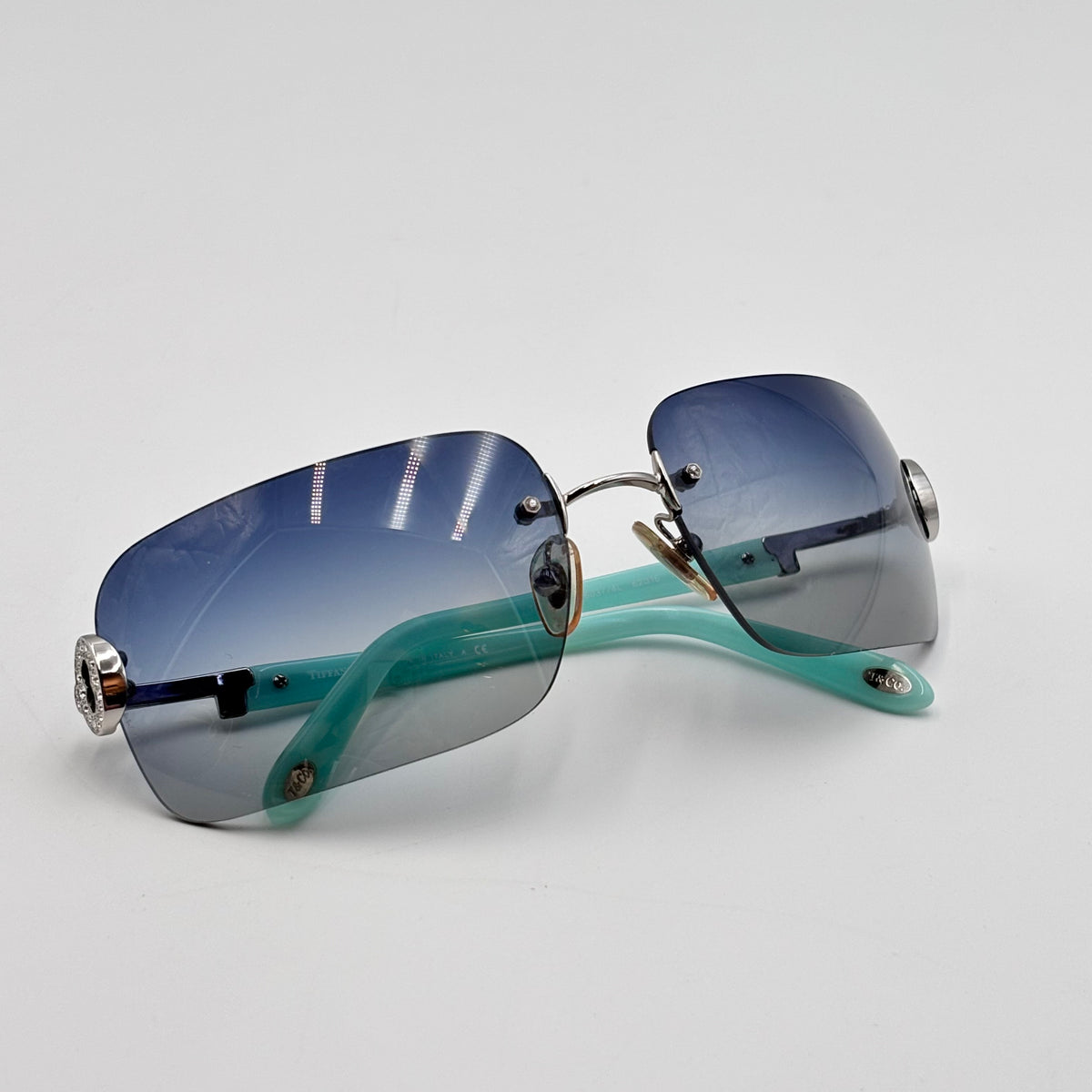 Tiffany & Co. Crystal Key Rimless Blue Gradient Sunglasses