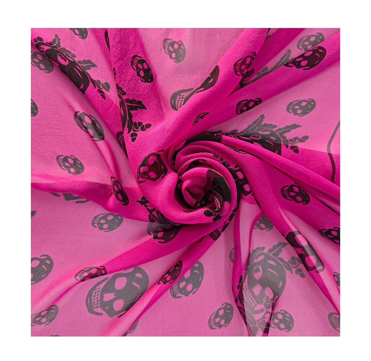 Alexander McQueen Pink Skull Print Silk Scarf
