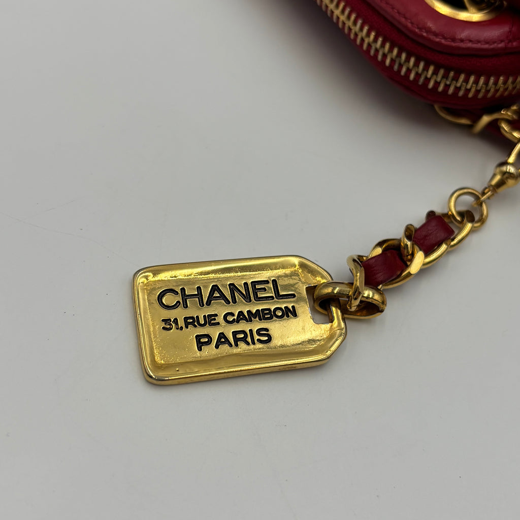 Chanel Vintage Rue Cambon Medallion Quilted Red Leather Shoulder Bag