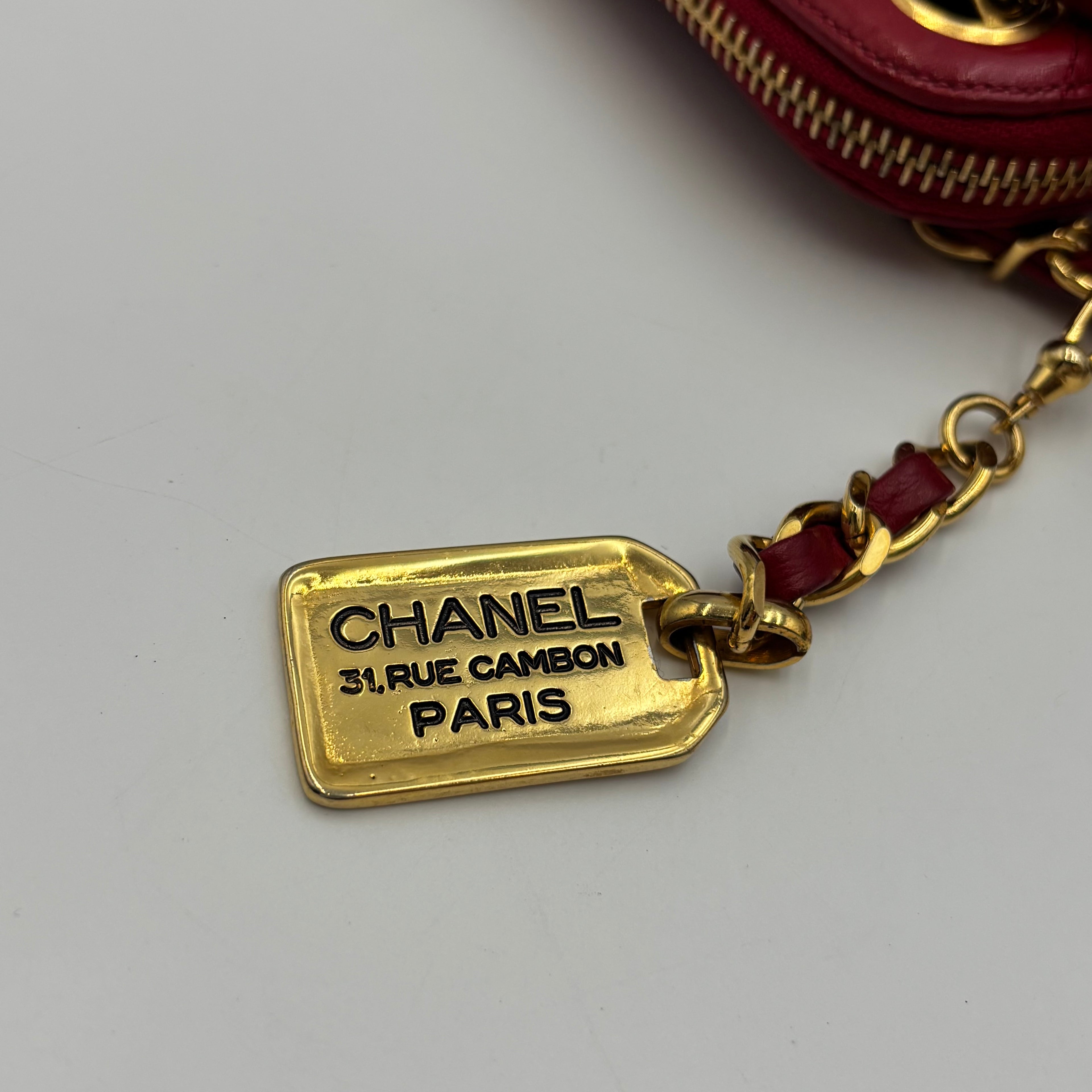 Chanel Vintage Rue Cambon Medallion Quilted Red Leather Shoulder Bag