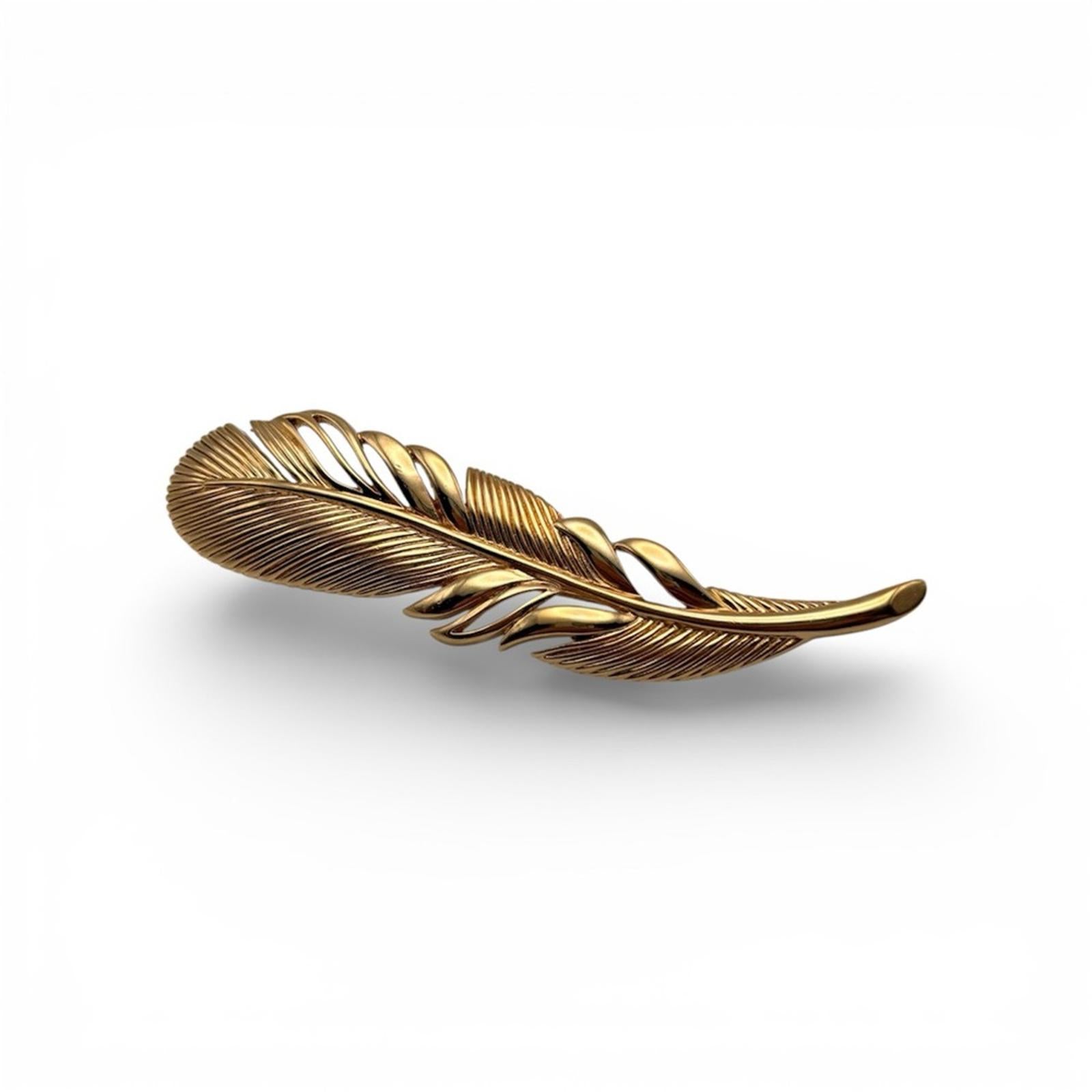 Christian Dior Vintage Gold Feather Brooch | 1980s