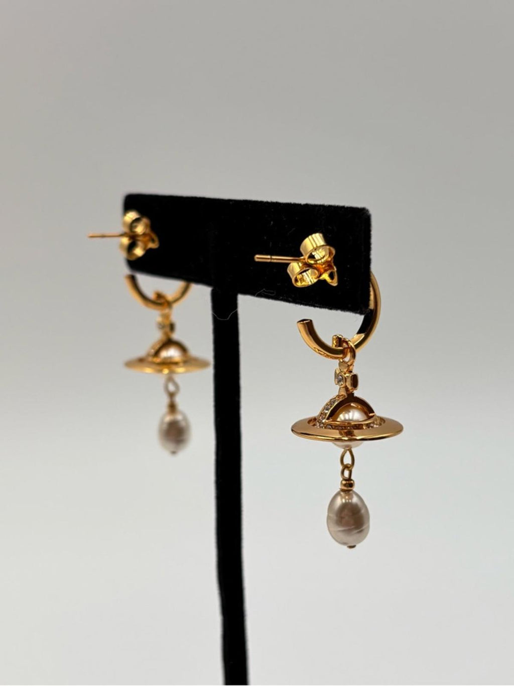 Vivienne Westwood Aleksa Pearl Drop Earrings Gold Tone