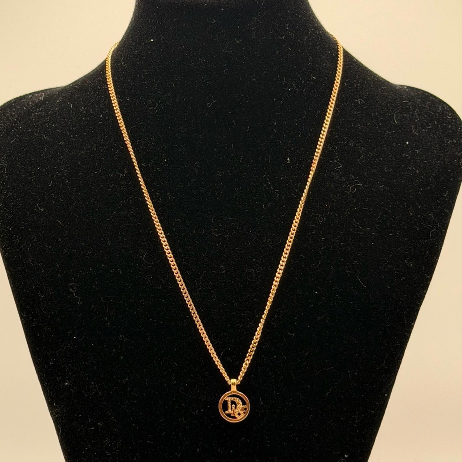 Christian Dior Vintage CD Medallion Necklace Gold