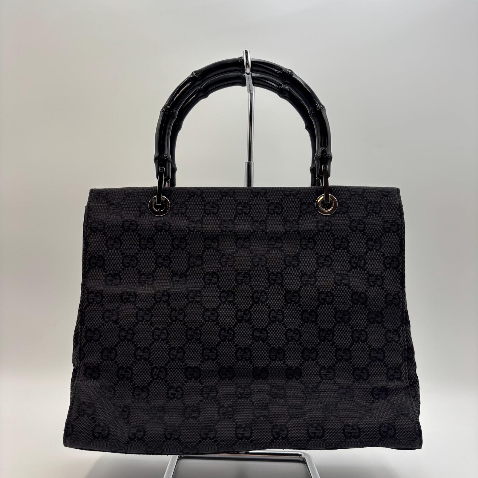 Gucci Bamboo GG Canvas Tote Bag Black