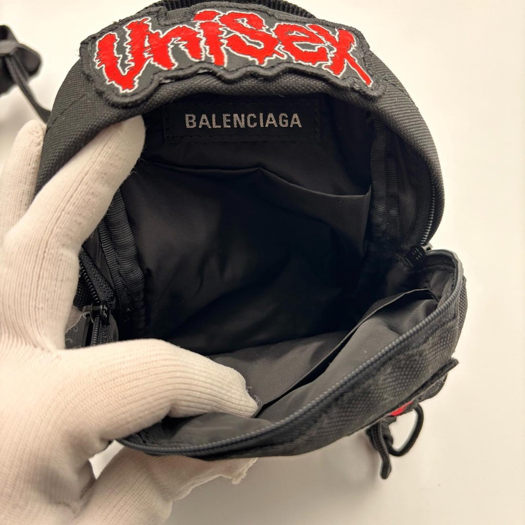 Balenciaga Mini Explorer Backpack Crossbody Black Nylon Patches