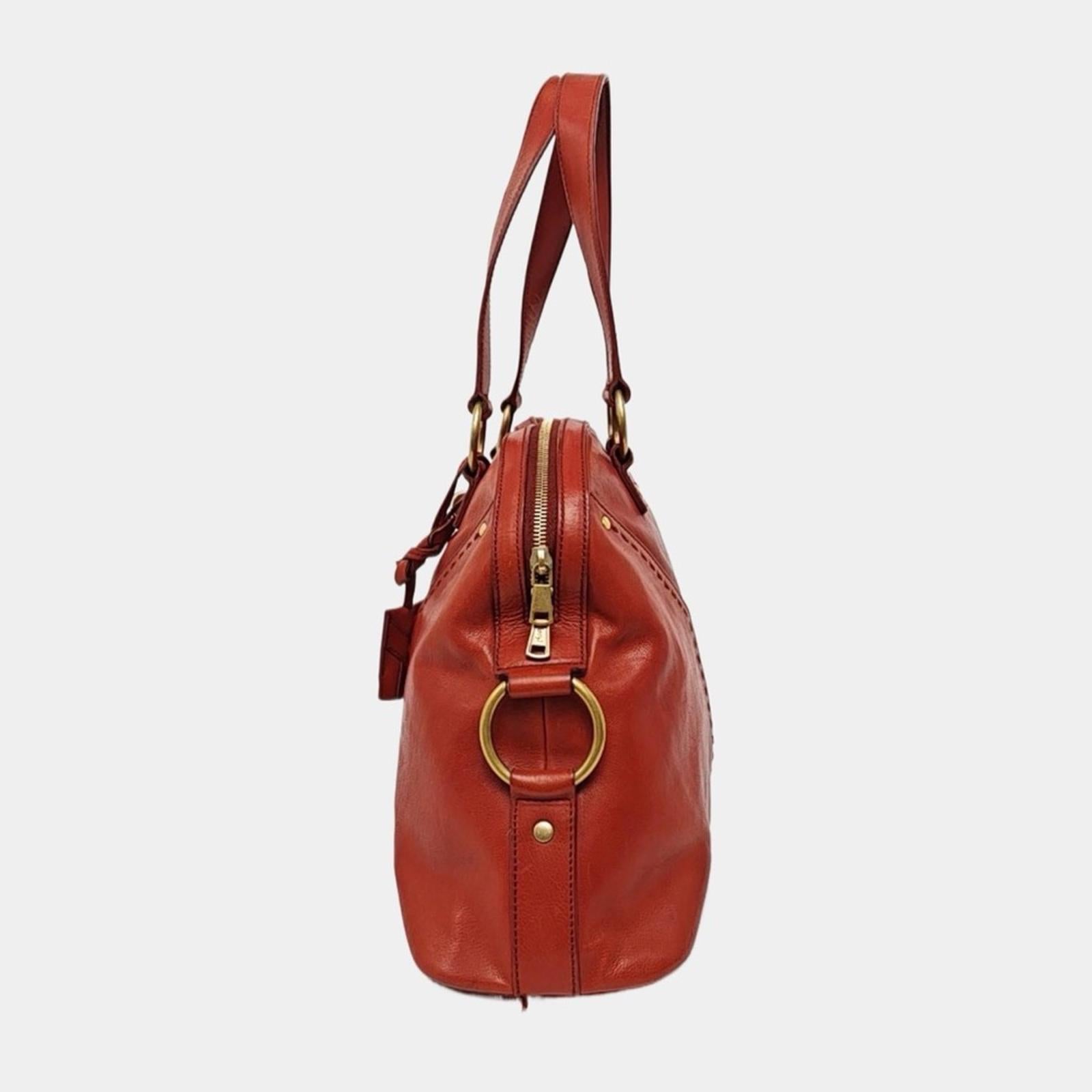 Yves Saint Laurent Muse Leather Shoulder Bag – Brick Red