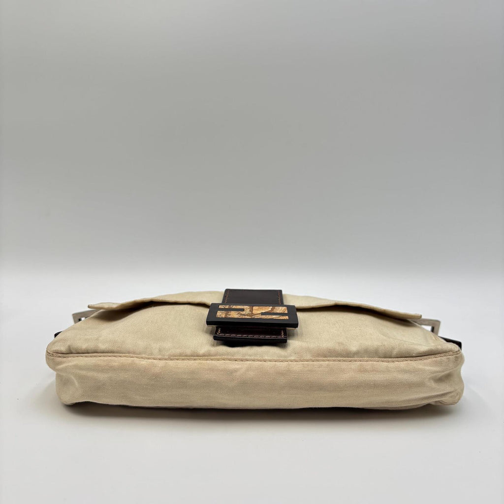 Fendi Mama Forever Beige Canvas and Leather Shoulder Bag
