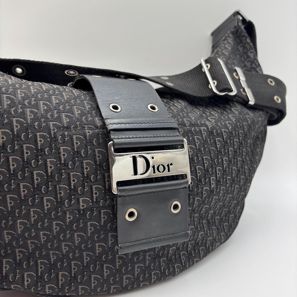 Christian Dior Vintage Black Diorissimo Monogram Saddle Messenger Shoulder Bag