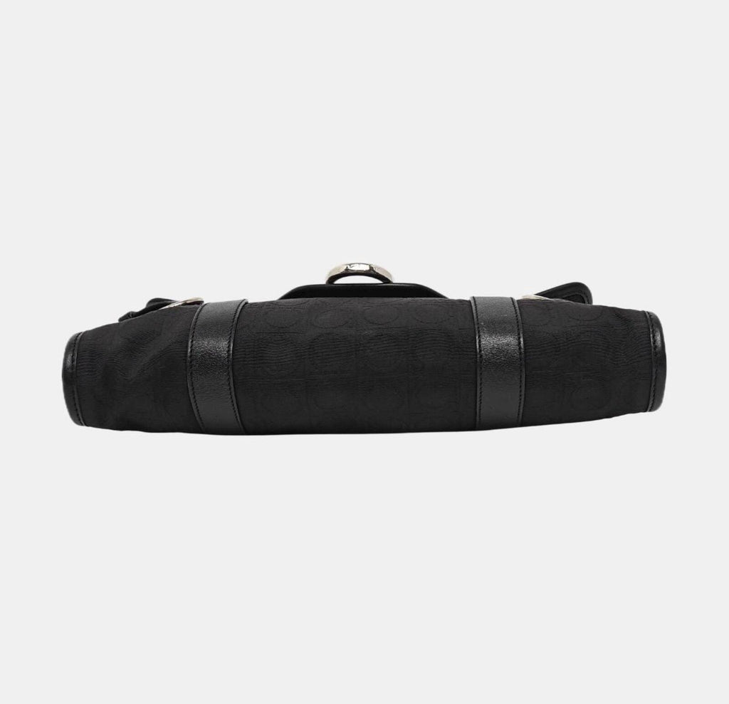 Salvatore Ferragamo Black Gancini Monogram Shoulder Bag