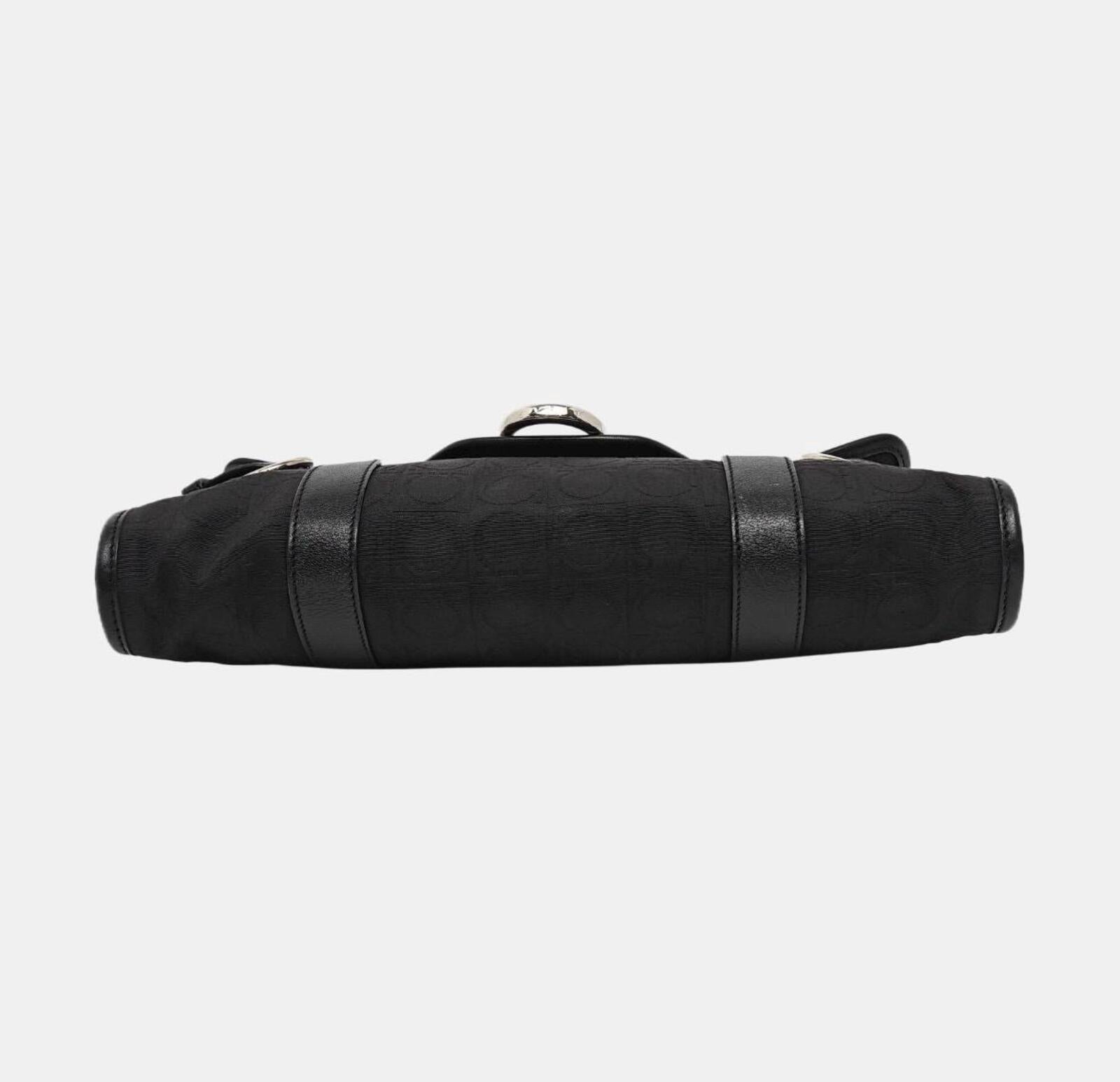Salvatore Ferragamo Black Gancini Monogram Shoulder Bag