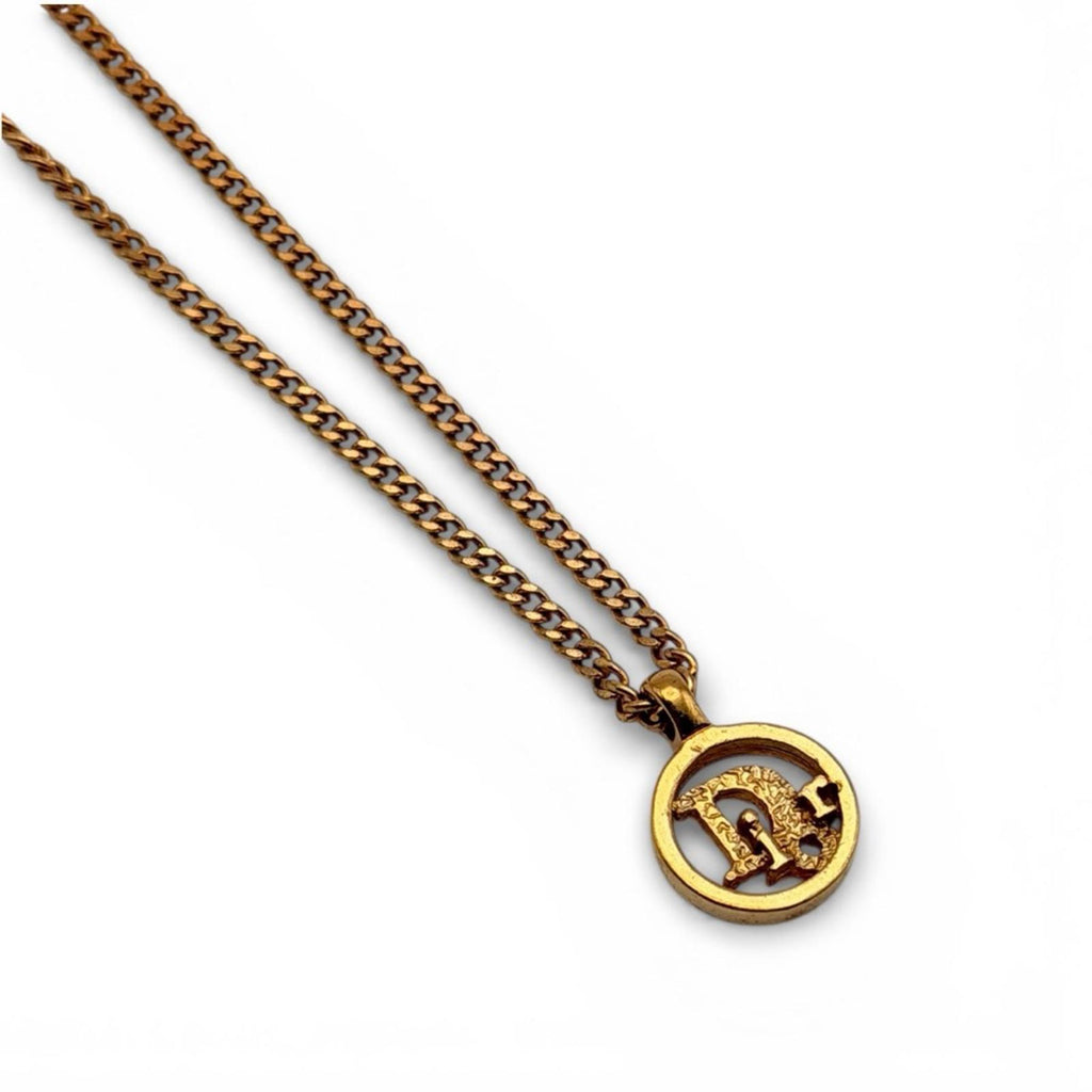 Christian Dior Vintage CD Medallion Necklace Gold